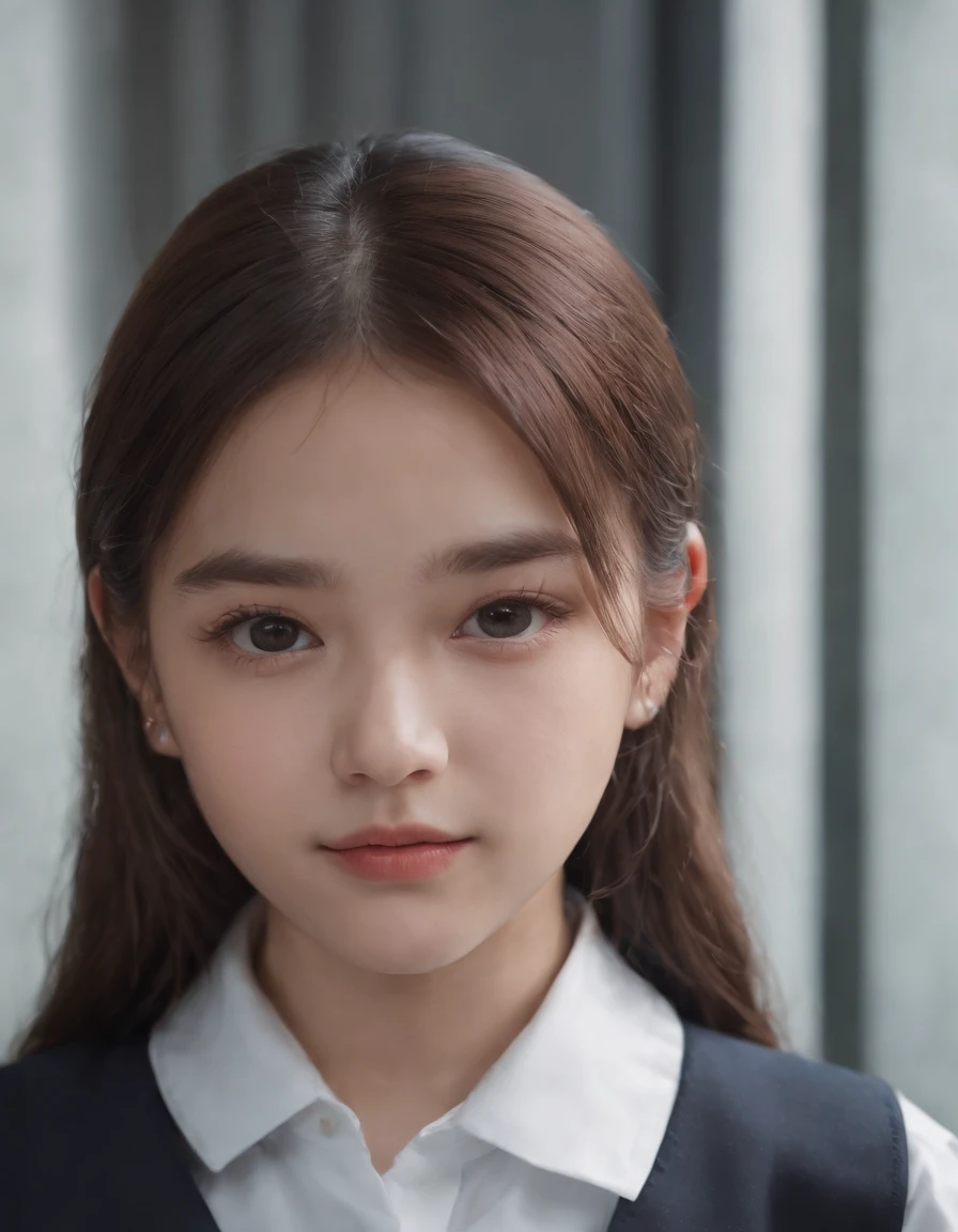 1girl portraits,ultra realistic ,8k, masterpiece,1girl,shirt,pleated skirt, school uniform,JK school uniform,hi-school gir, oversized portraits, babycore, upper body