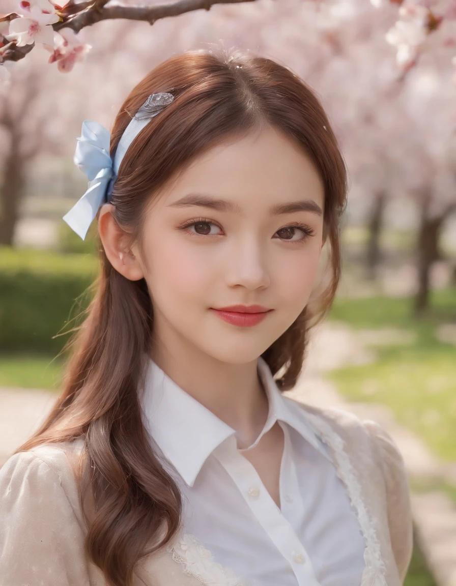(teenage allure, 4K, high resolution, photo-realistic:1.3), a captivating portrayal of an attractive lady wearing a Japanese school uniform, (neatly tied hair with a delicate ribbon:1.2), (bright eyes that exude youth and charm:1.2), standing in a schoolyard surrounded by cherry blossom trees, (gentle petals fluttering in the breeze:1.1), soft sunlight creating a warm ambiance, (subtle smile conveying innocence and allure:1.1), (Sony Alpha 6400 camera, ideal for capturing youthful charm:1.2), (paired with a Sony E 50mm f/1.8 OSS lens:1.2), (capturing her youthful charm with precision:1.1), (emphasizing the timeless beauty of a school setting:1.1), (highlighting her innocent yet alluring presence:1.1), (the image evoking a sense of youthful elegance and nostalgia:1.1).