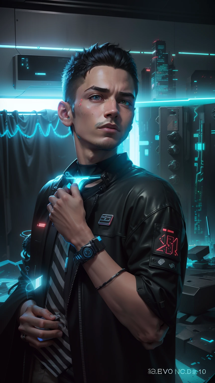 cyber punk.smart.boy with cat .4k ultra