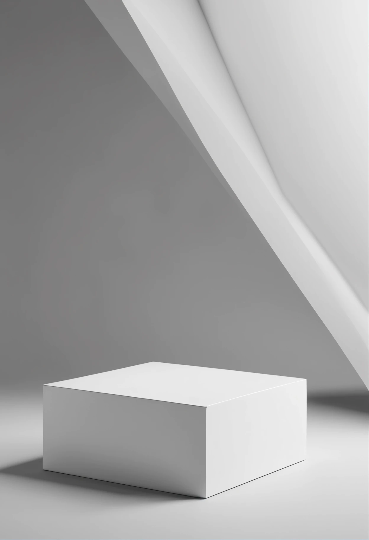 Close-up of white box on gray surface, White box, high quality topical render, all white render, clean 3 d render, on a white table, rendered illustration, 3 d white shiny thick, white space in middle, Renders, 3 d product render, Product rendering, rendering, photorender, depicted as a 3 d render, studio quality smooth render，square shapes
