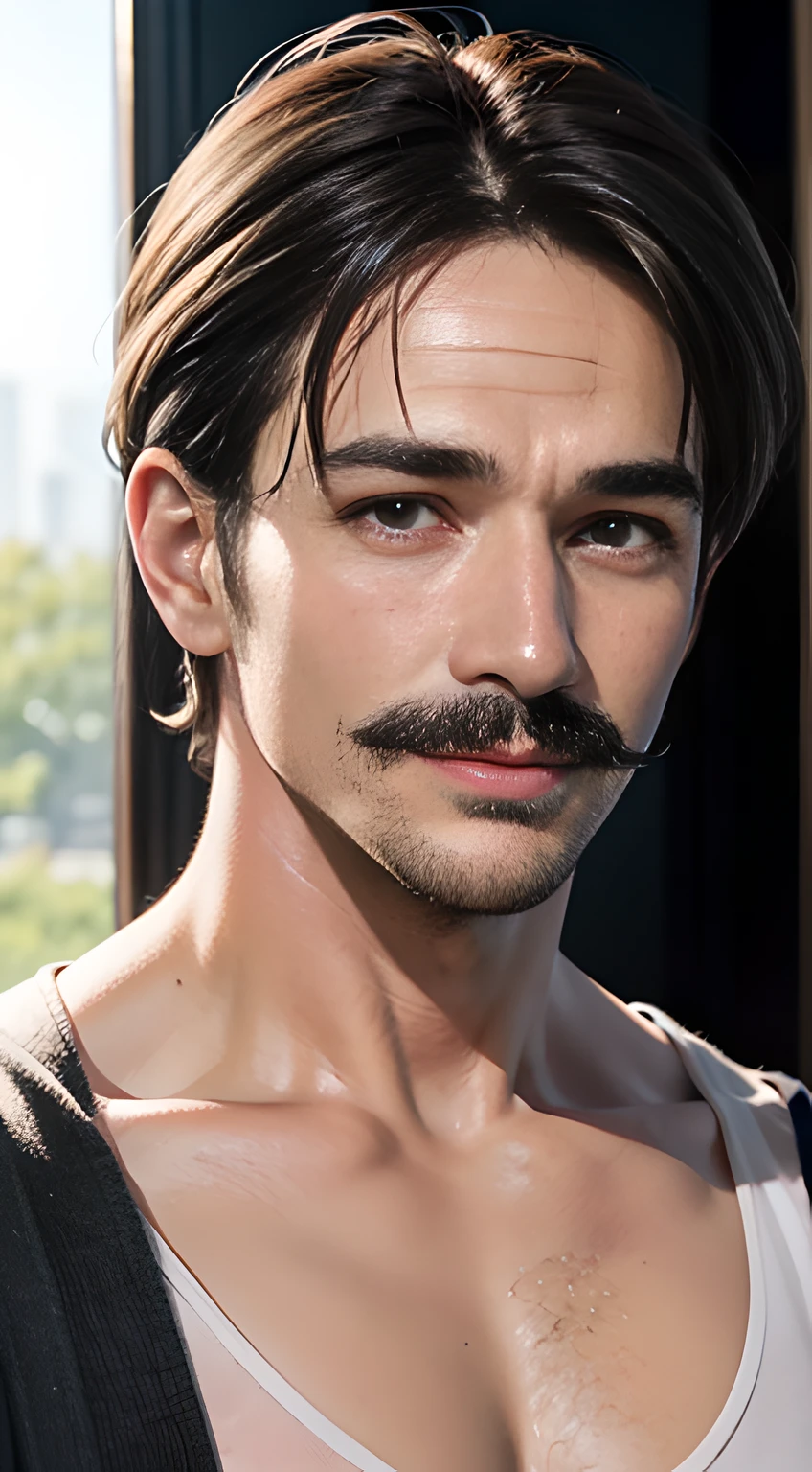 (((men only))), ((head shot)), (Pietro boselli), ((40 years old)), ((with moustache)), ((gray short hair)), (tank top), (sexy handsome muscle gay man in his 40s), (Big smile), (detaile: 1 in 1), Natural muscles, HIG quality, beautidful eyes, (Detailed face and eyes), (Face、: 1 / 2), Noise, Real Photographics、... ....................................................................................................................PSD, Sharp Focus, High resolution 8K, realisitic & Professional Photography, 8K UHD, Soft lighting, High quality, Film grain, FujifilmXT3