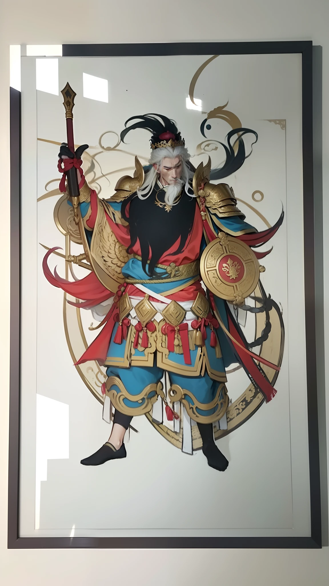 Four Heavenly Kings:The image of the four heavenly kings is drawn in the New Year painting,Each king has his own characteristics and image characteristics,Such as holding a sword、Holding an umbrella、Holding a lute、Holding snakes, etc。
Door God:The door god is a common image in traditional Chinese culture,It is generally used to guard portals and ward off evil spirits。In the New Year painting,The image of the door god should be majestic and dignified,Qi Yu Xuanang,to highlight its guardian role。
Traditional elements:In the drawing of the Four Heavenly Kings,Add traditional elements,Such as moiré、drak、Phoenix、lions, etc,to highlight the characteristics of Chinese culture。
Vivid colors:In the New Year painting,Use vibrant colors,Such as red、amarelo、Blue, etc,to enhance the visual impact of the picture,At the same time, it is in line with the understanding and preference of color in traditional Chinese culture。
detail-rich:In the drawing of the year painting,Attention to detail handling,Such as the pattern on the costume of the king of heaven、decoration on weapons, etc,These details can make the picture more vivid and realistic。
The background is simple:To highlight the theme of the door god and the four heavenly kings,You can choose a simple background,Like clouds、landscapes, etc,to reduce the interference of background elements on the subject。
line sleek:Use smooth lines to draw the door god and the four heavenly kings,It can make the picture more vivid and natural。
