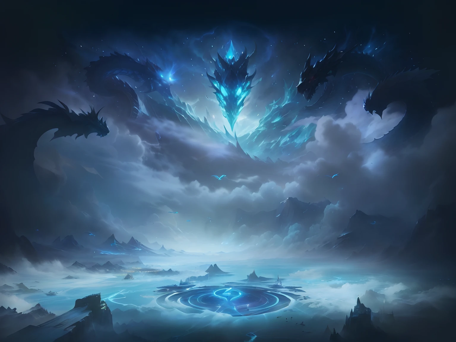 anime big breast, A group of dragons flew over a lake in the sky, League of Legends concept art, Official Splash Art, Riot game concept art, concept art magical highlight, league of legends arcane, league of legends splashart, Splash Art, league of legend illustration, league of legends splashart, wallpaper splash art promo art, arena background