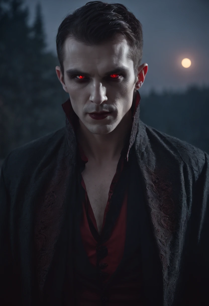Vampire Man, Red Eyes, Torn clothes, full moon