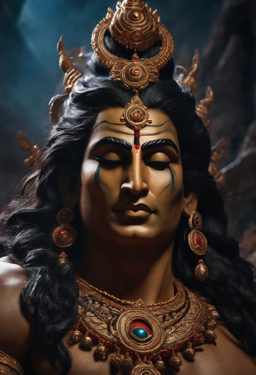 Baba Kaal Bhairav, the fiercest form of Lord Shiva, Hyper-realistic, intricate details, Cinematic Lighting, DC Poster like Feel