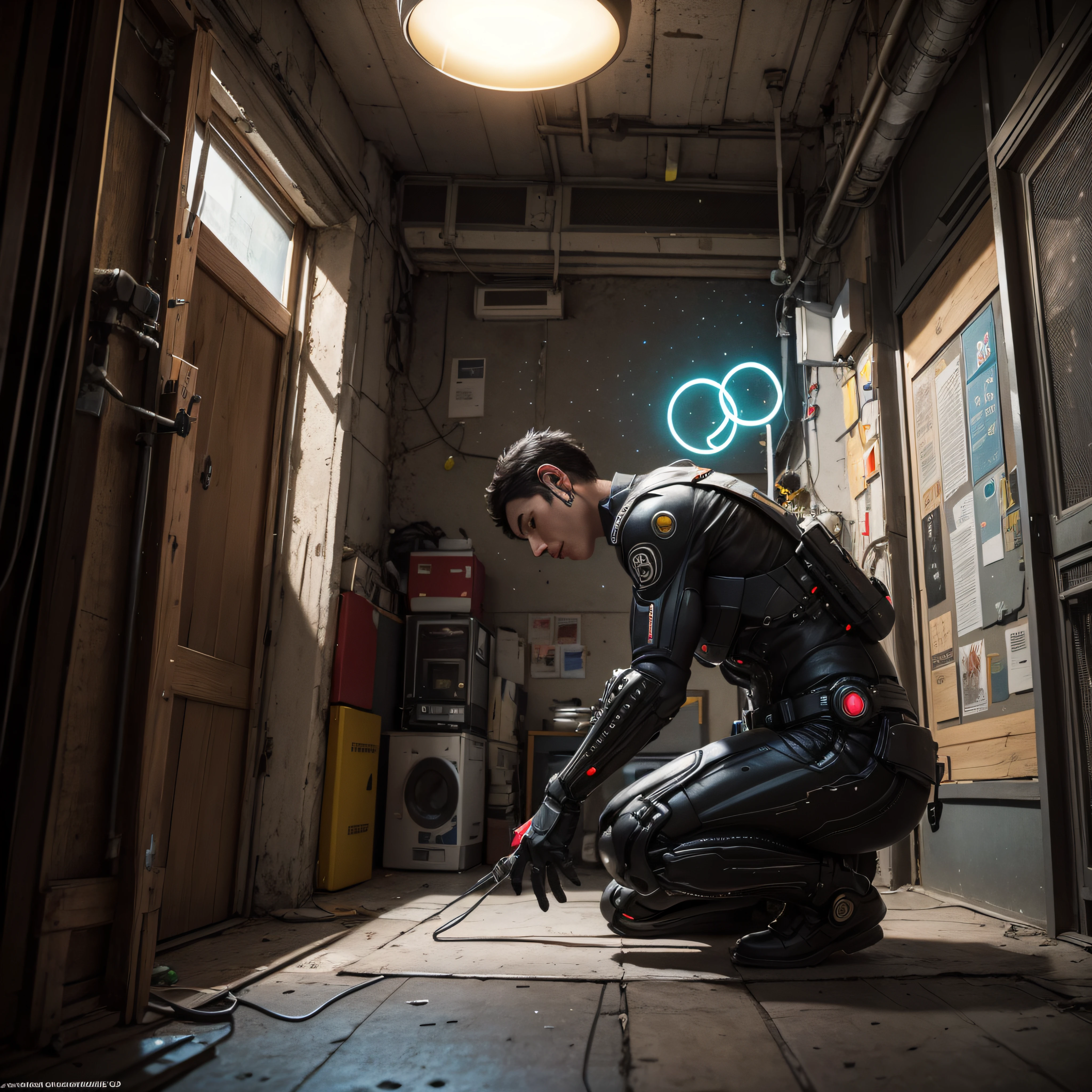 ((calidad superior)), ((obra maestra)), ((realista)), (Los detalles), (fotorrealista:1.5), puppet, marioneta de nadera humanoides tendidos en un piso de concreto, Science-Fiction, HDR, Trazado de rayos, NVIDIA RTX, Los ultra-Highres, Irreal 5, Sub-Surface Scatterring, PBR texturizado, Post-procesamiento, Anisotropic filtering, Profundidad de campos, maximum sharpness and sharpness, Regla de los tercios、8K RAW、(Luminescent Particles:1.4)、(super-detailed CG、Unidad 8k Fondos de pantalla、lighting like a movie、destello de lente、foco nítido、Arte cyberpunk、arquitectura cyberpunk