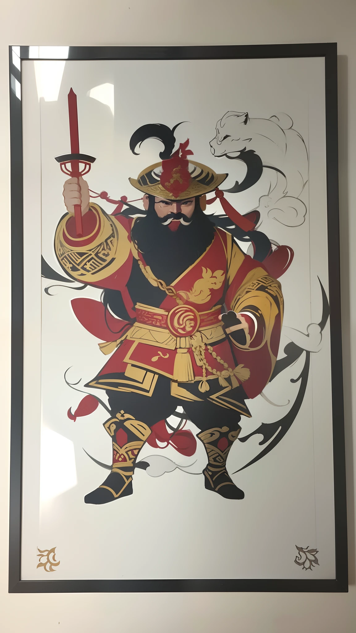 Four Heavenly Kings:The image of the four heavenly kings is drawn in the New Year painting,Each king has his own characteristics and image characteristics,Such as holding a sword、Holding an umbrella、Holding a lute、Holding snakes, etc。
Door God:The door god is a common image in traditional Chinese culture,It is generally used to guard portals and ward off evil spirits。In the New Year painting,The image of the door god should be majestic and dignified,Qi Yu Xuanang,to highlight its guardian role。
Traditional elements:In the drawing of the Four Heavenly Kings,Add traditional elements,Such as moiré、drak、Phoenix、lions, etc,to highlight the characteristics of Chinese culture。
Vivid colors:In the New Year painting,Use vibrant colors,Such as red、amarelo、Blue, etc,to enhance the visual impact of the picture,At the same time, it is in line with the understanding and preference of color in traditional Chinese culture。
detail-rich:In the drawing of the year painting,Attention to detail handling,Such as the pattern on the costume of the king of heaven、decoration on weapons, etc,These details can make the picture more vivid and realistic。
The background is simple:To highlight the theme of the door god and the four heavenly kings,You can choose a simple background,Like clouds、landscapes, etc,to reduce the interference of background elements on the subject。
line sleek:Use smooth lines to draw the door god and the four heavenly kings,It can make the picture more vivid and natural。