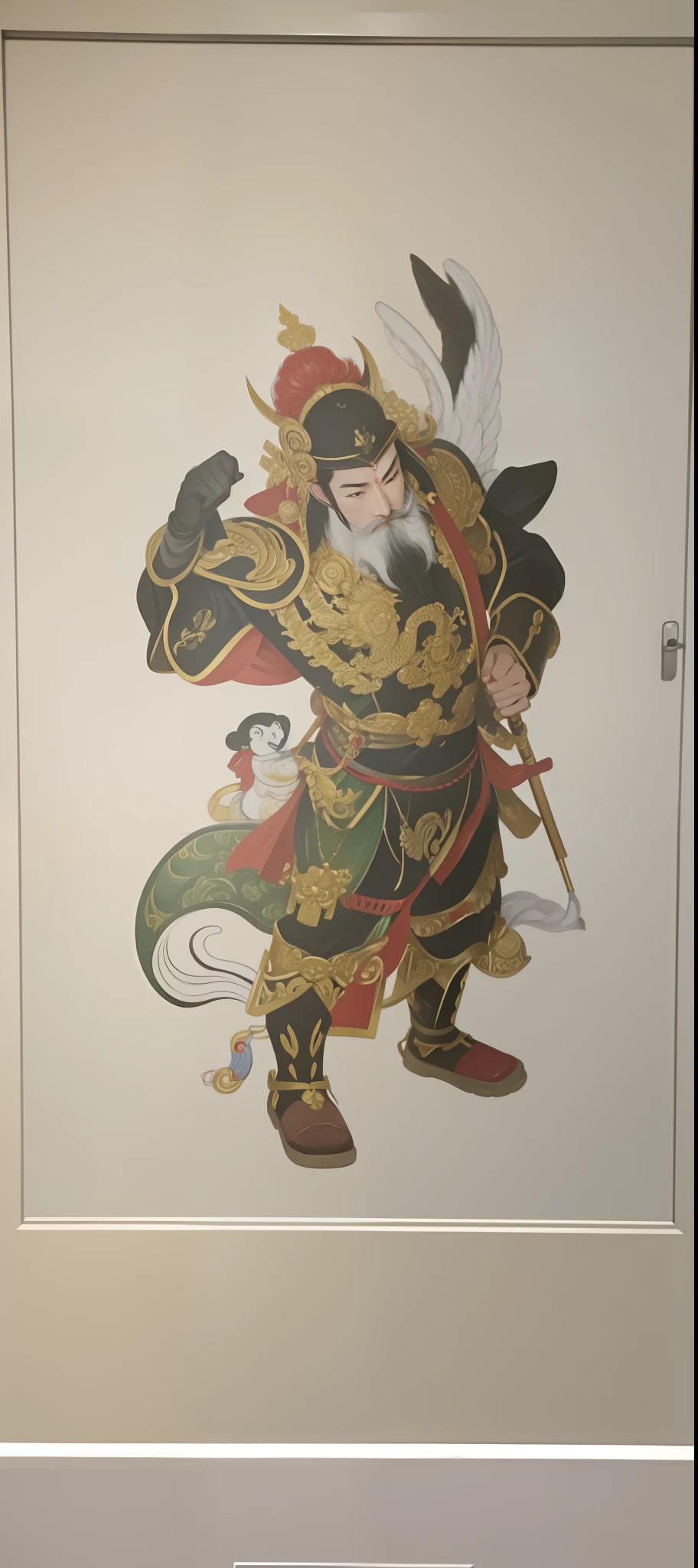 Four Heavenly Kings:The image of the four heavenly kings is drawn in the New Year painting,Each king has his own characteristics and image characteristics,Such as holding a sword、Holding an umbrella、Holding a lute、Holding snakes, etc。
Door God:The door god is a common image in traditional Chinese culture,It is generally used to guard portals and ward off evil spirits。In the New Year painting,The image of the door god should be majestic and dignified,Qi Yu Xuanang,to highlight its guardian role。
Traditional elements:In the drawing of the Four Heavenly Kings,Add traditional elements,Such as moiré、drak、Phoenix、lions, etc,to highlight the characteristics of Chinese culture。
Vivid colors:In the New Year painting,Use vibrant colors,Such as red、amarelo、Blue, etc,to enhance the visual impact of the picture,At the same time, it is in line with the understanding and preference of color in traditional Chinese culture。
detail-rich:In the drawing of the year painting,Attention to detail handling,Such as the pattern on the costume of the king of heaven、decoration on weapons, etc,These details can make the picture more vivid and realistic。
The background is simple:To highlight the theme of the door god and the four heavenly kings,You can choose a simple background,Like clouds、landscapes, etc,to reduce the interference of background elements on the subject。
line sleek:Use smooth lines to draw the door god and the four heavenly kings,It can make the picture more vivid and natural。