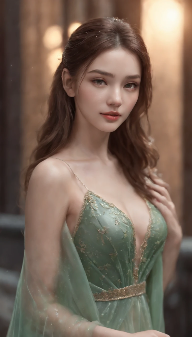 (Professional 3D rendering:1.3) of (Realistic:1.3) The most beautiful art in the world, Great place., Towering environment)), Full body 8k unity display, Action Shooter, skin pores, The light is very dark., Heavy Shading, Detailed, detailed face, (vibrant, photo-realistic, Realistic, breathtaking, dark, crisp focus, 10), (high-detail:1.4), digital painting, Octane display, art station, Concept Art, smooth, crisp focus, illustration, Nose Art, (loish:0.23), (Global Illumination, studio light, volumetric light), heavy rain, Particles float, ((Dark and ancient city background:1.3)),CGSesociety,Art Stations Random gestures, (An extremely delicate and beautiful work), (masterpiece), 1girls, Girl in shiny transparent dress, high-detail, Leaky waist, ponytail contorted, A charming expression, beautiful and clear eyes, green eye pupil, delicate necklace, delicate earrings, simple blurred background, extreme detail description, Beautiful, charming, ultra-fine painting, Subtle delicate face, Subtle shape, fine., Fine collarbones, Cute fine lips, Fine beautiful breasts, soft behind, mix4,(10, RAW photo, bestquality, masterpiece:1.2), (Realistic, photo-realistic:1.37),1girls,kawaii,city scape, nighttime, It's raining, wet, Professional lighting, photons mapping, radiosity, Physically Based Rendering,(Beautiful small hard:1.3),(Saw the head on the dress.:1.4),(glossy:1.5),(transparent:1.3),Blonde Hair.Full body