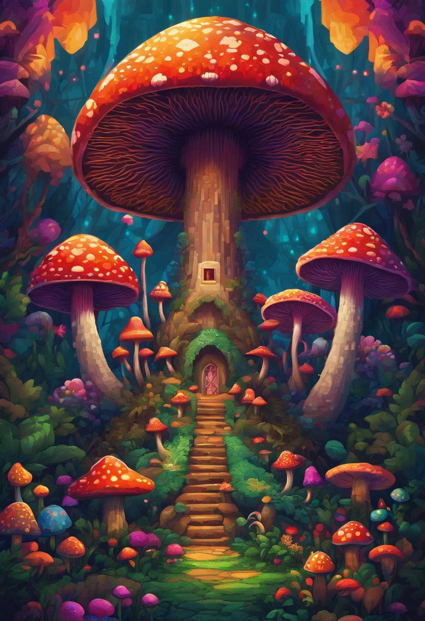 A kaleidoscopic exploration of the psychedelic mushroom kingdom. Pixel art #Pixelarte