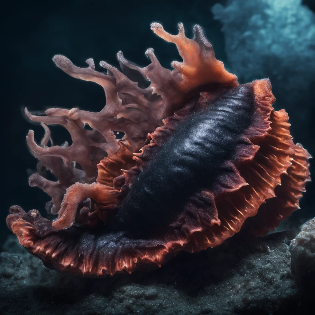 Colorful sea slugs in the aquarium、Fantastic sights、Glowing sea slugs in a dark room