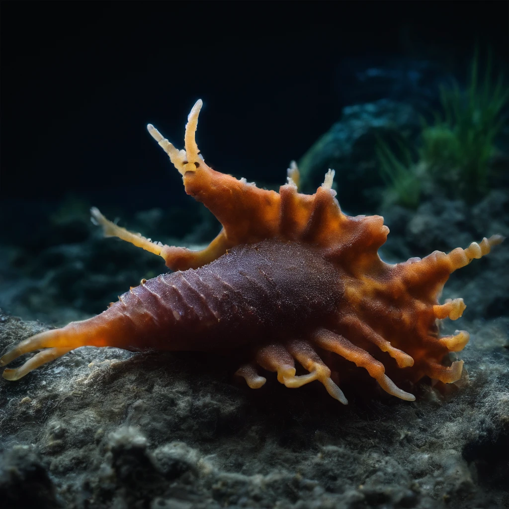 Colorful sea slugs in the aquarium、Fantastic sights、Glowing sea slugs in a dark room