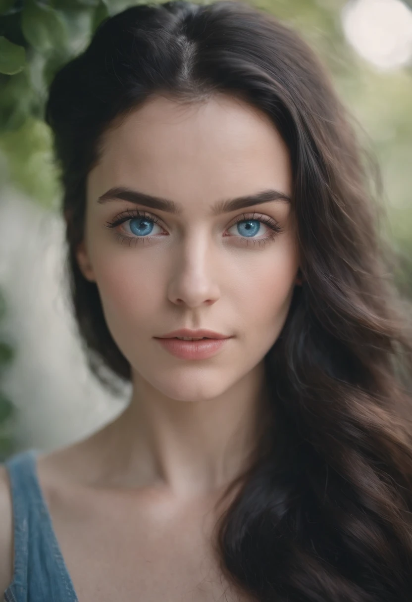 Portrait women 35mm lens Nikon camera Blue eyes black hairstyles summer filter realistic