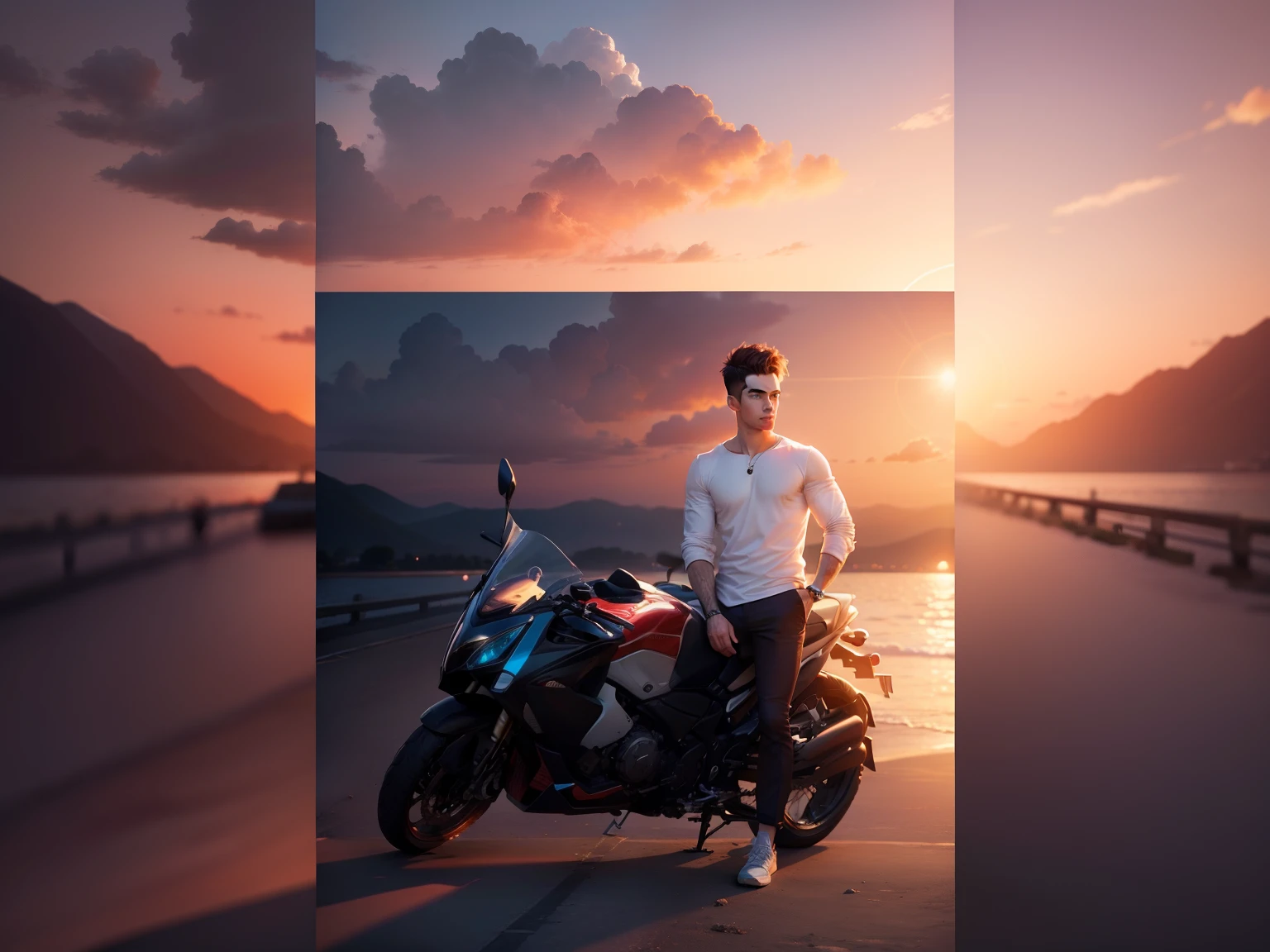 Change background,sunset, handsome boy