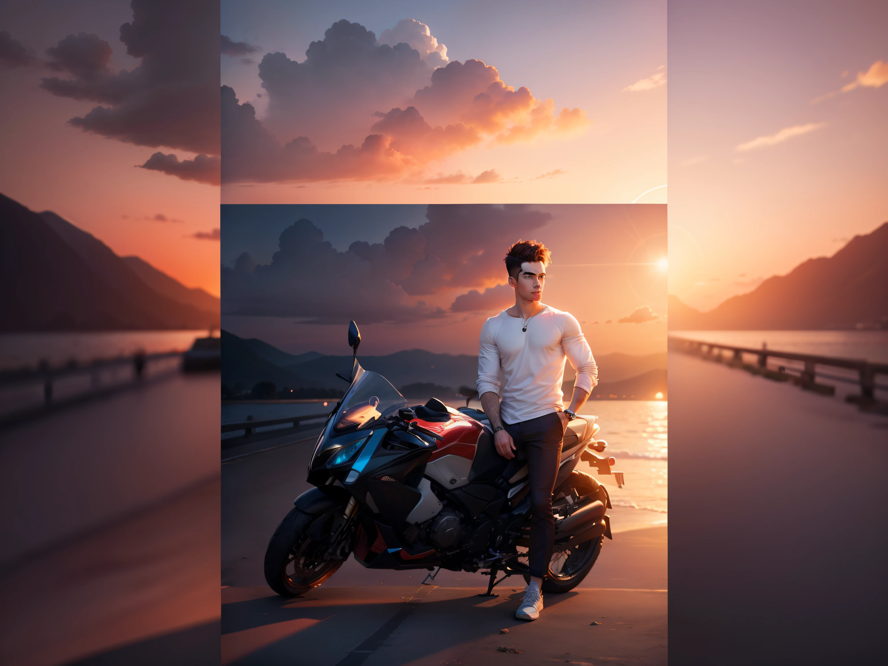 Change background,sunset, handsome boy