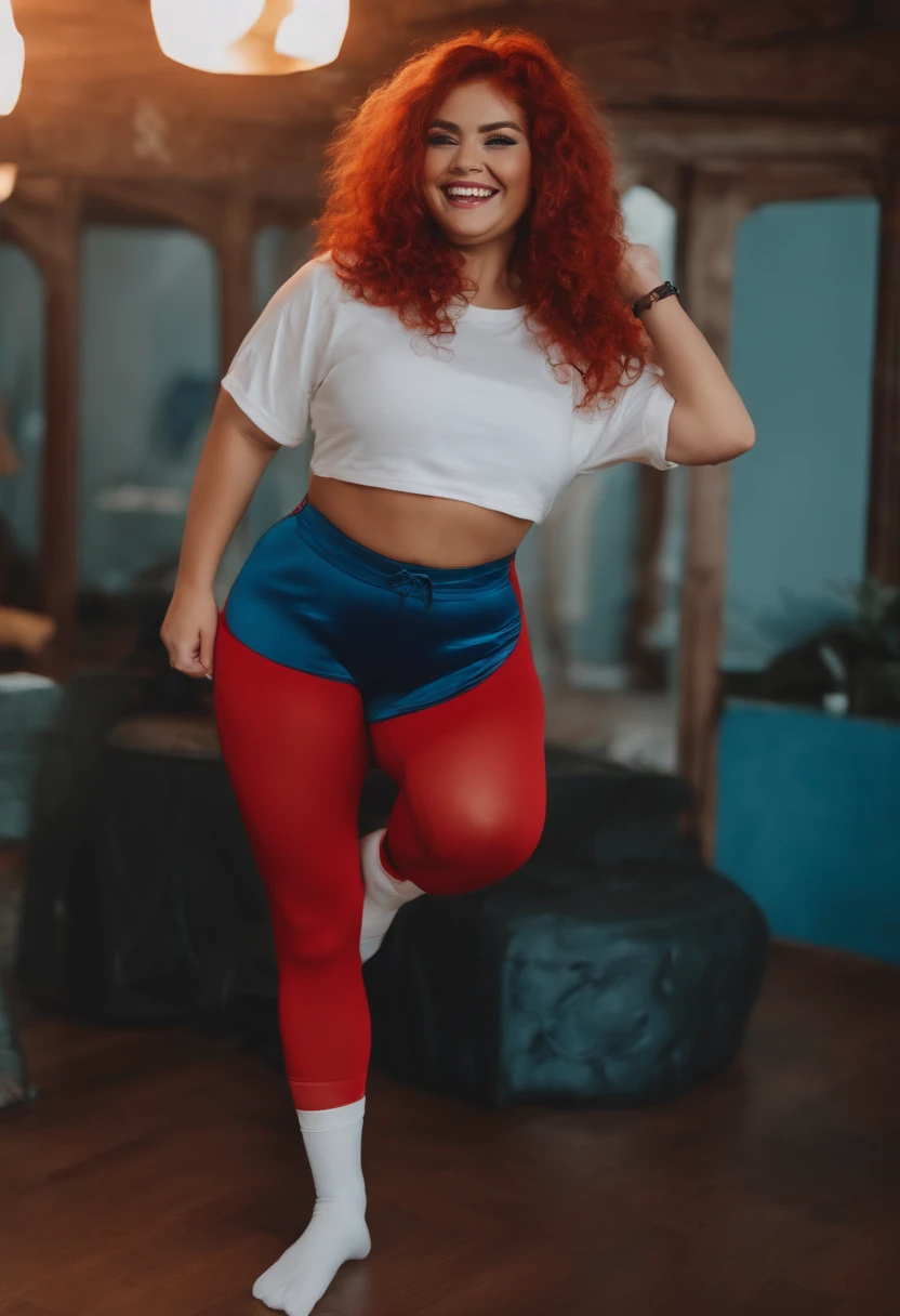 Red hair red eyes tight t-shirt underwear long sock big smile 🥴🤨