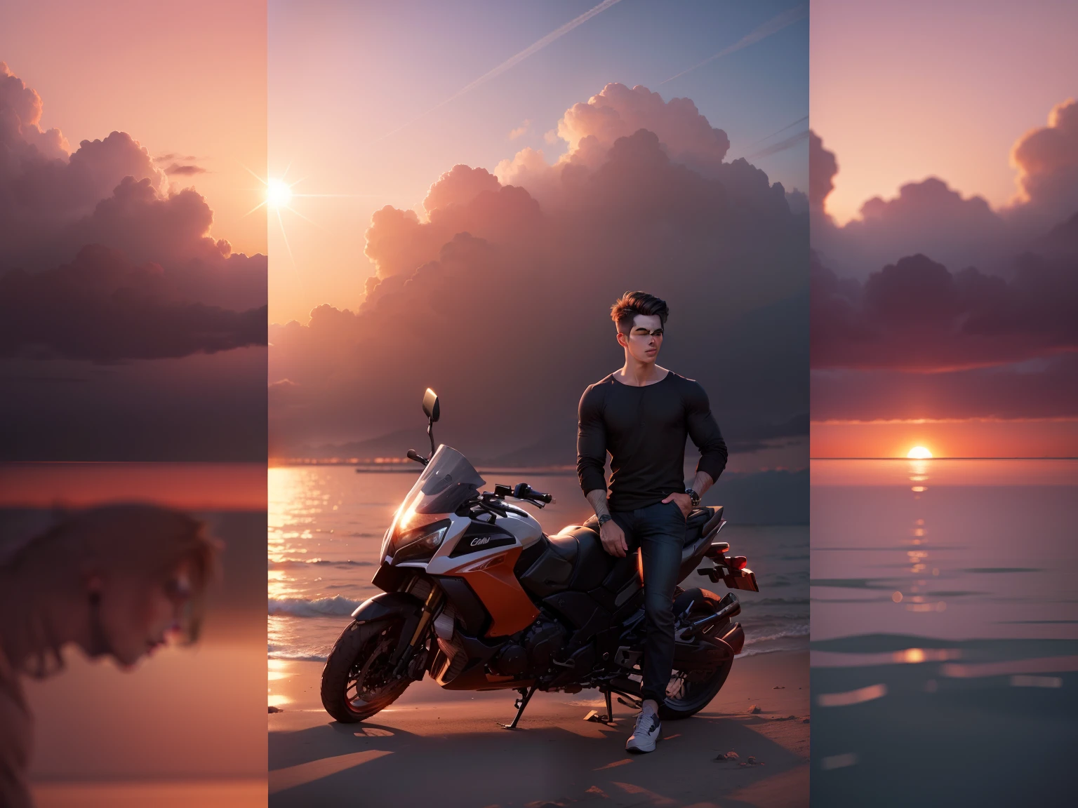 Change background,sunset, handsome boy