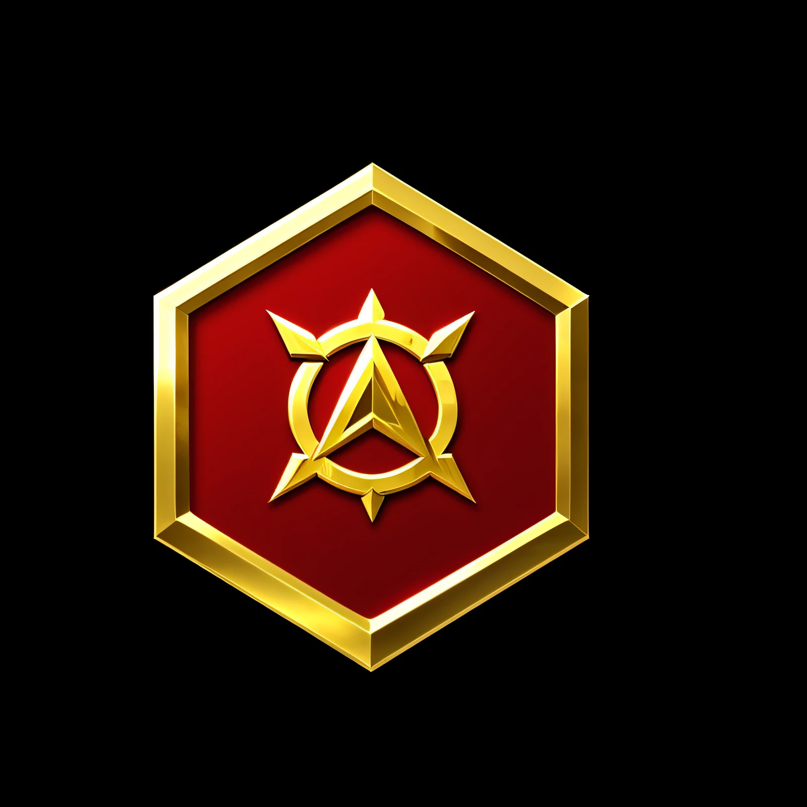 Gold on red background in logo, victorious, Show on the , very grainy,, Realisticstyle, valorant style, hearthstone colour style, 3Drenderingof