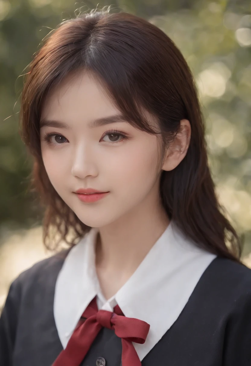 (8K、Raw photography、top-quality、masterpiece:1.2),(realisitic、Photorealsitic:1.37),ultra-detailliert, high resolution,see the beholder,beautifull detailed face,A smile,Constriction,(Slim waist) :1.3),Beautiful detailed skin,Skin Texture,Professional Lighting,upper body,a black short hair,japanese hight school uniform,hi-school girl,japanese hight school uniform,hi-school girla ,sailor suit,Bob Hair