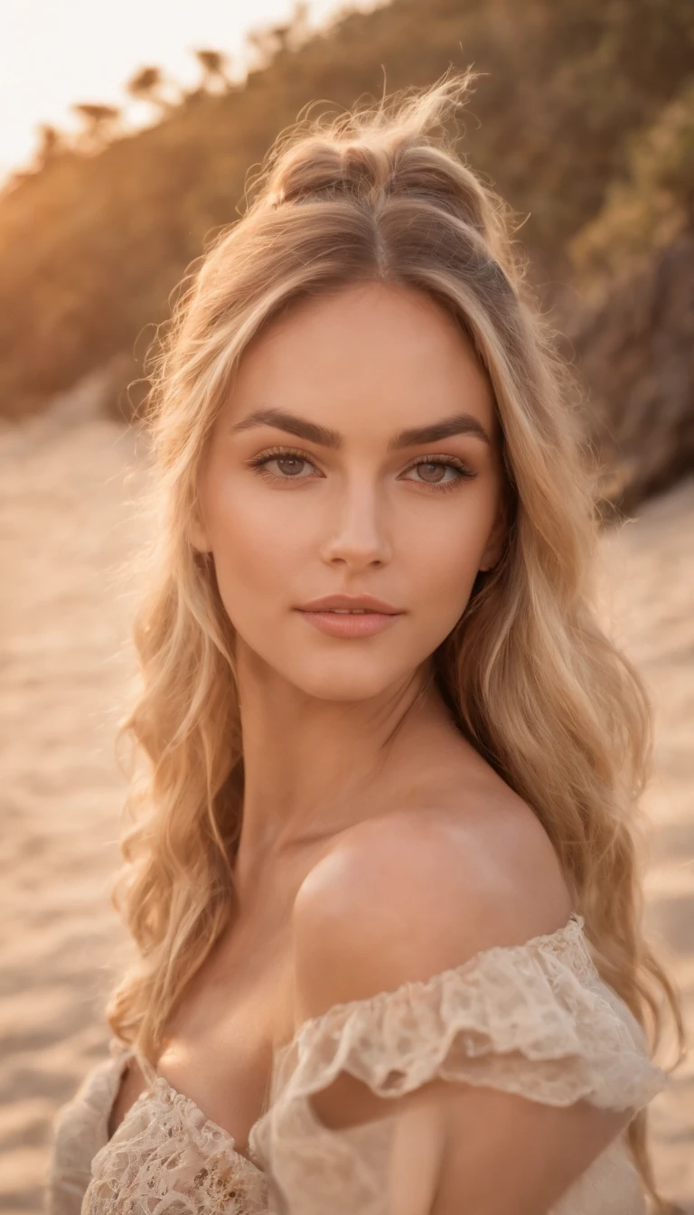 Hawaii,a lovely Extremely low angle full-length photo of a gorgeous young blonde girl in braids and bikini straw hat on the beach in sexy pose, looking at the camera with a mischievous smile, beach,Coconut trees, sea, waves, waterao Fundo, uma praia, Beautiful face and naïve look, Sardas, uma Foto proFissional perFeita, Filmado na Canon PowerShot G7 X Mark II, Portra Kodak 400, view from below, F/1.8 lentes, lente tilt-shiFt, editorial premiado,Glamour photo capturing extraordinary natural landscape and subject with exceptional detail and vibrant colors, tilt angle perspective, hot summertime, Ethereal, Pose Feminina sexy instagram, musa, Glamour, breathtaking beauty, Moody aerial light, romantic soft lighting, magic hour, Luz dourada em cena, Last Light of Sunset, Luz e sombra lindas, hiper-detalhado, lindamente codiFicado por cores, Fotorrealista, clean sharp focus, proFundidade de campo, Dynamic angle, Bokeh foto realista,cowboy shot