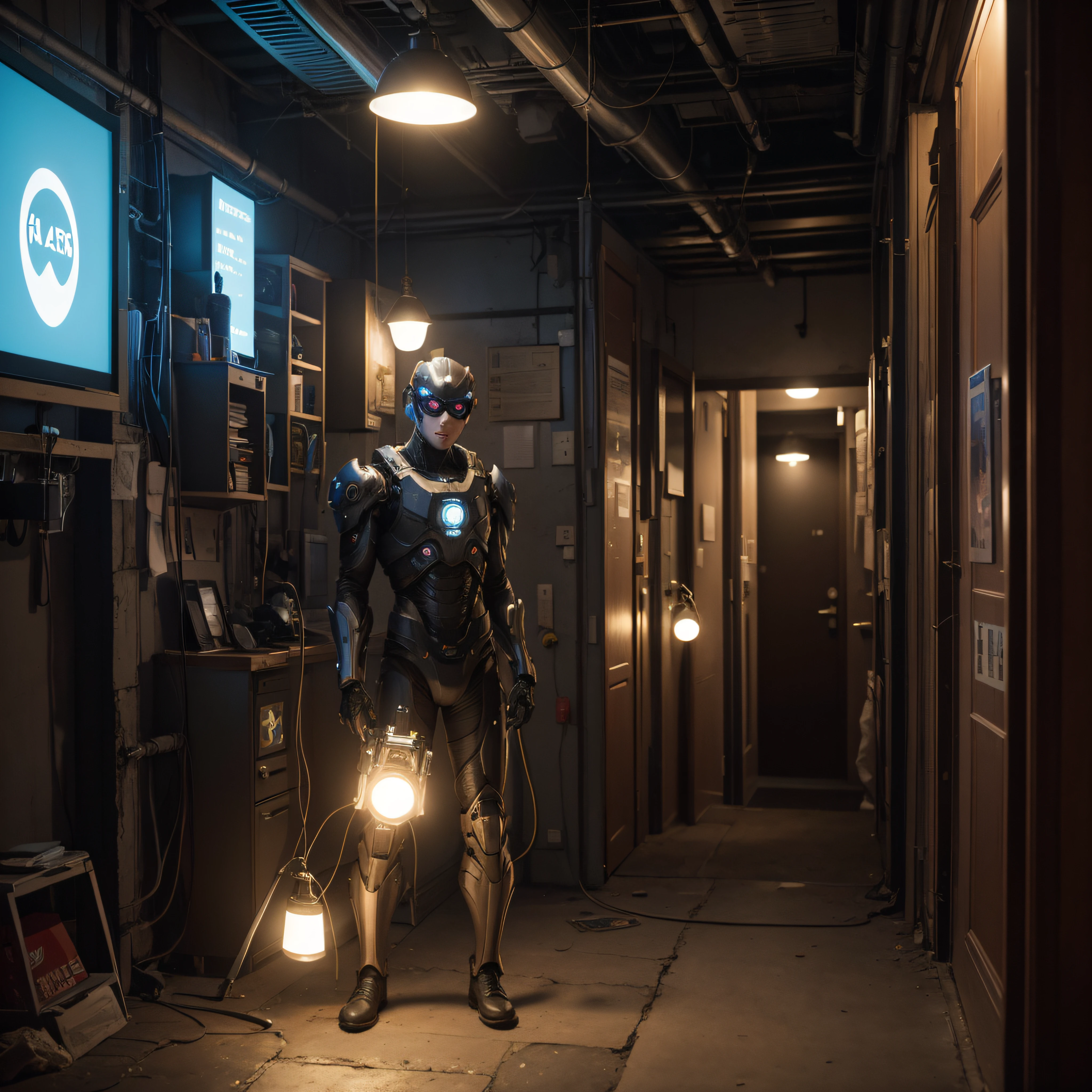 ((calidad superior)), ((obra maestra)), ((realista)), (Los detalles), (fotorrealista:1.5), puppet, marioneta de nadera humanoides tendidos en un piso de concreto, Science-Fiction, HDR, Trazado de rayos, NVIDIA RTX, Los ultra-Highres, Irreal 5, Sub-Surface Scatterring, PBR texturizado, Post-procesamiento, Anisotropic filtering, Profundidad de campos, maximum sharpness and sharpness, Regla de los tercios、8K RAW、(Luminescent Particles:1.4)、(super-detailed CG、Unidad 8k Fondos de pantalla、lighting like a movie、destello de lente、foco nítido、Arte cyberpunk、arquitectura cyberpunk