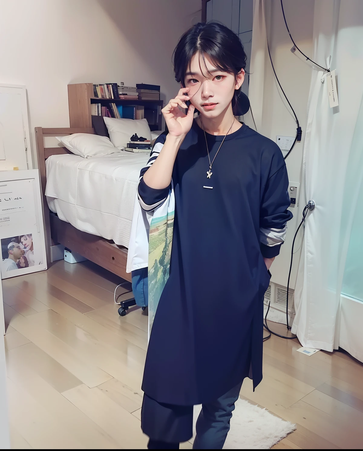 ((Men only)), (head shot), (), (Handsome muscle man in his 20s), (smile), ((black tunic)), black robe, (Johnny Edlind), (white snow in the background), (detaile: 1 in 1), Natural muscles, HIG quality, beautidful eyes, (Detailed face and eyes), (Face、: 1 / 2), Noise, Real Photographics、... ..................................................................................................................PSD, Sharp Focus, High resolution 8K, realisitic & Professional Photography, 8K UHD, Soft lighting, High quality, Film grain, FujifilmXT3