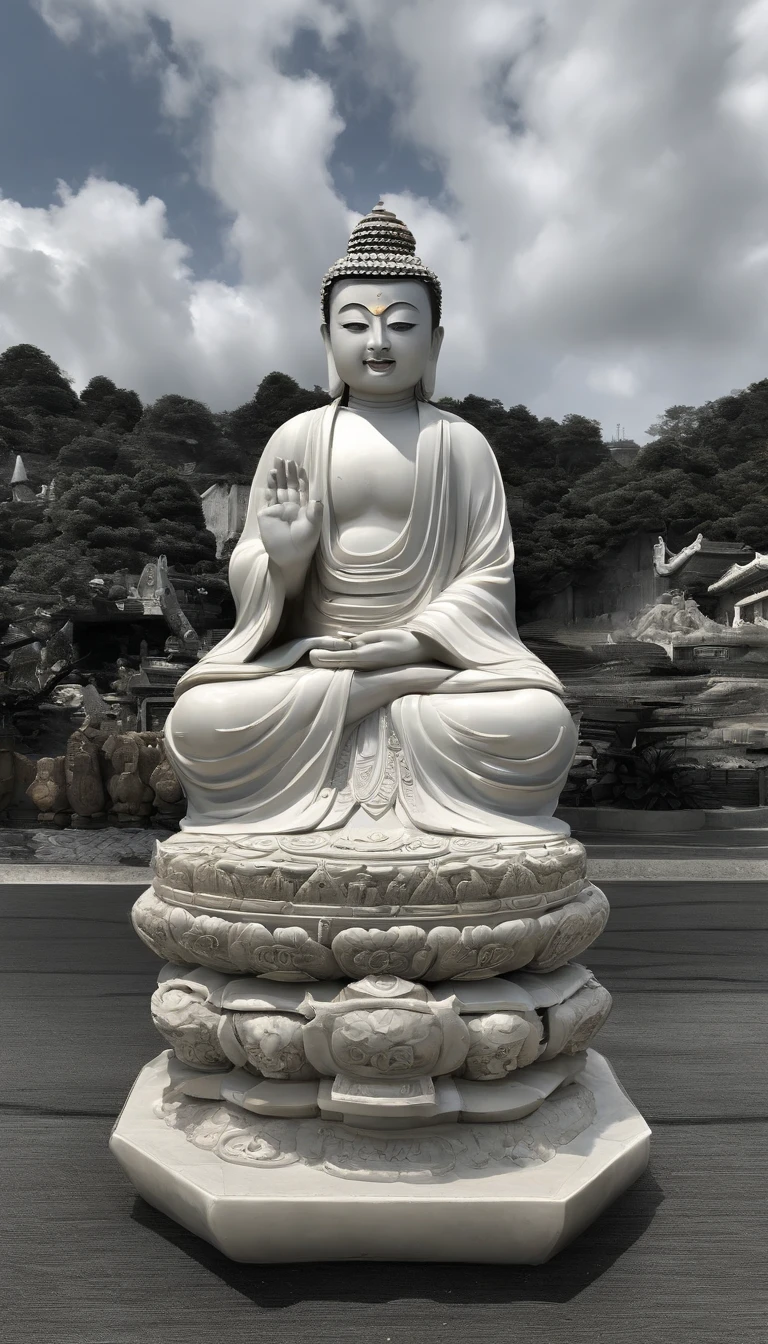 ((Masterpiece)),(Best quality)),China-style,In the universe, A huge jade statue of Maitreya Buddha stands in space,jade sculpture,Light,Transparent,Gaze at the earth,Standing Buddha statue,with light glowing,Glow effects,Pilgrims on the road,Hyper-realistic,Ultra photo realsisim,Real Photographics,8K,High definition,high qulity,Works of masters,super-fine,Chinese black and white ink style,(((white colors))),Decolorization,Smudge,ink,8K,super-fine,high qulity,(((OC renderer)))
