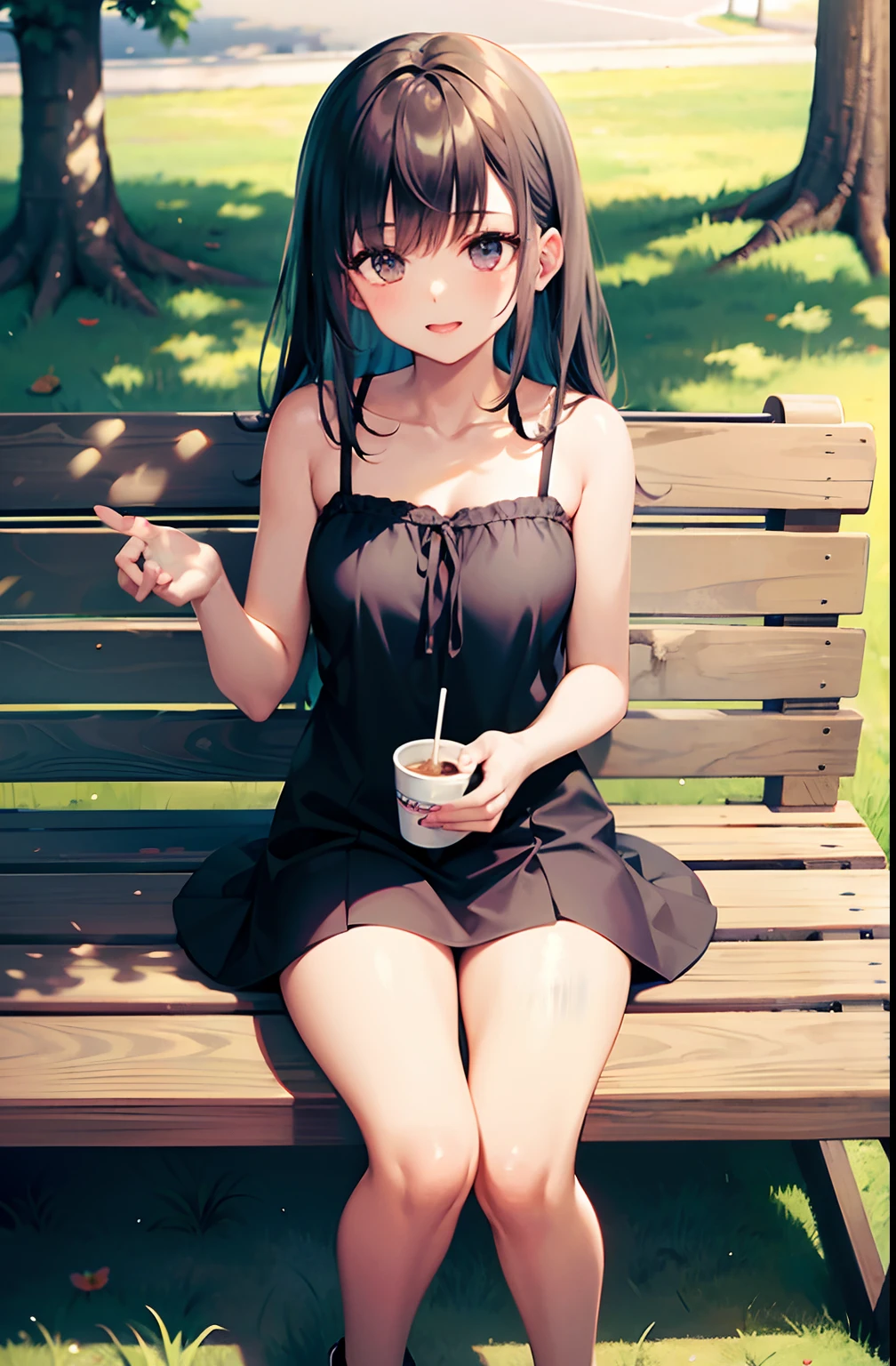 Girl sitting in bench at park
