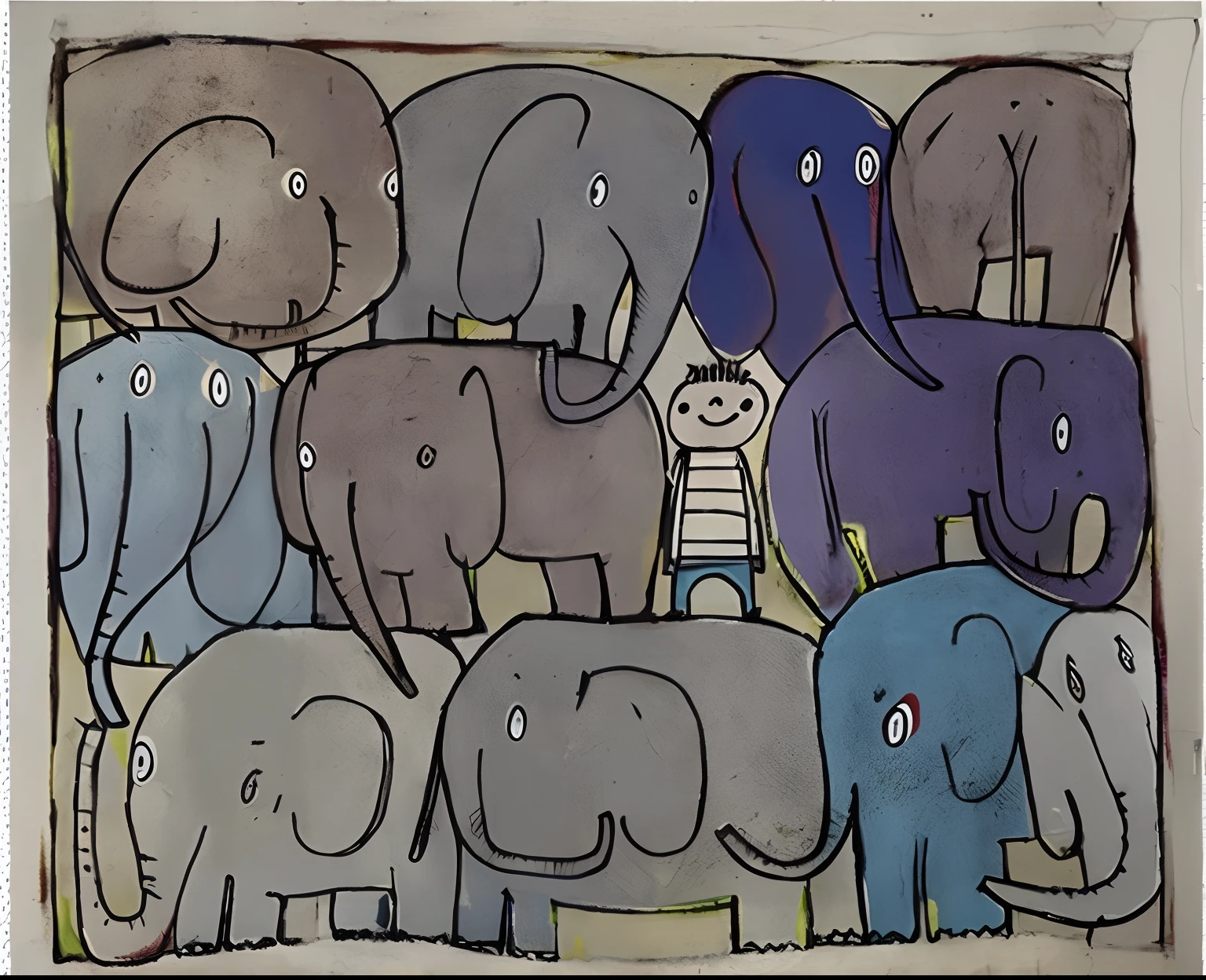 There are many elephants standing together, author：Enrique Tabara, elephants, author：Watanabe Kazan, inspired by Tomi Ungerer, author：Sadao Watanabe, Inspired by Ben Shane, author：Ota Bubenicek, author：Pal Barkai, author：Amédée Ozenfant, author：Ben Shane