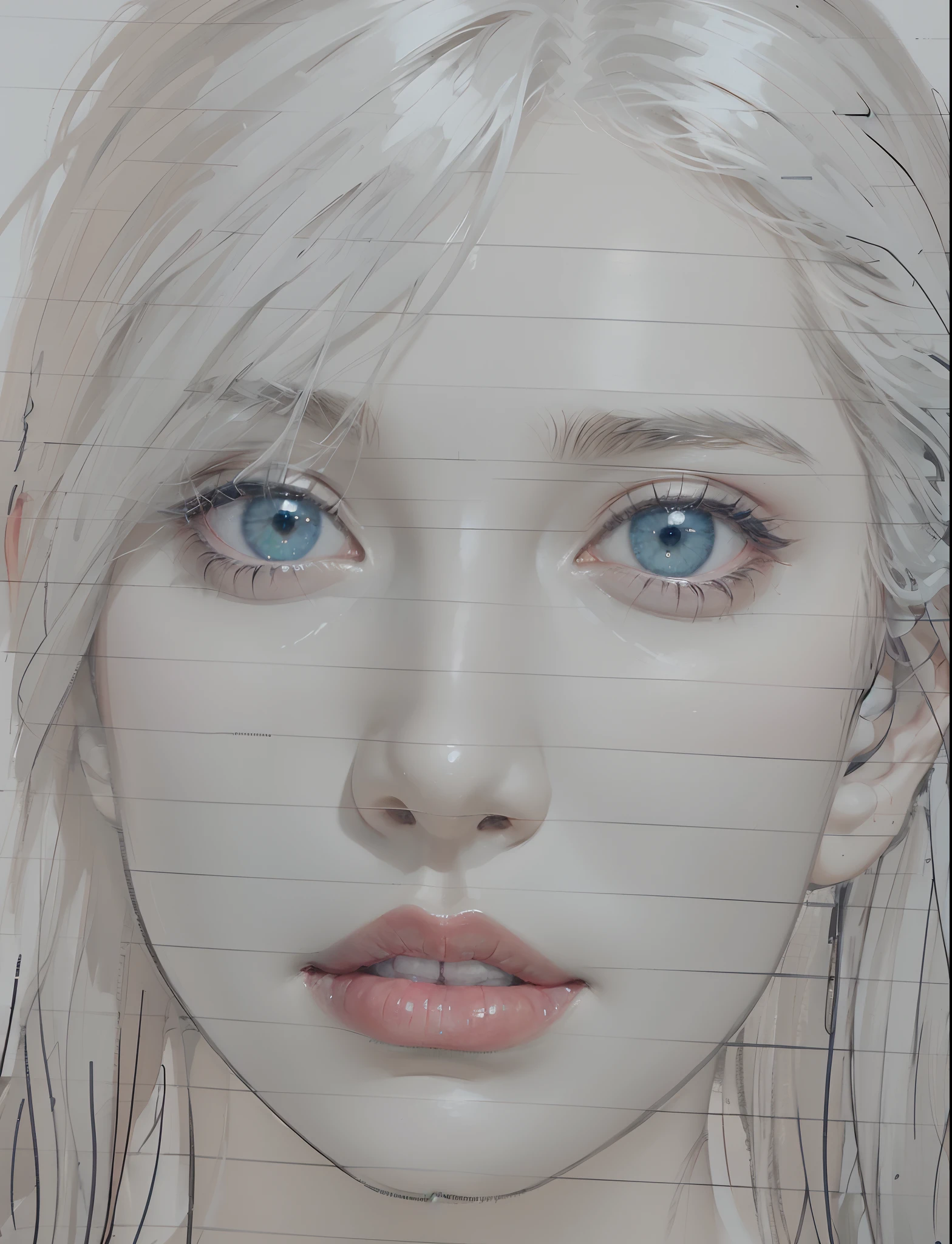 Hyperrealist portrait of female by david hockney and alphonse mucha,fantasy art, photo realistic, dynamic lighting, artstation, poster, volumetric lighting, very detailed faces, 4 k, award winning,, 1girl, in the dark, deep shadow, low key,cowboy shot,(official clothing:1.4) ,long hair,white hair,