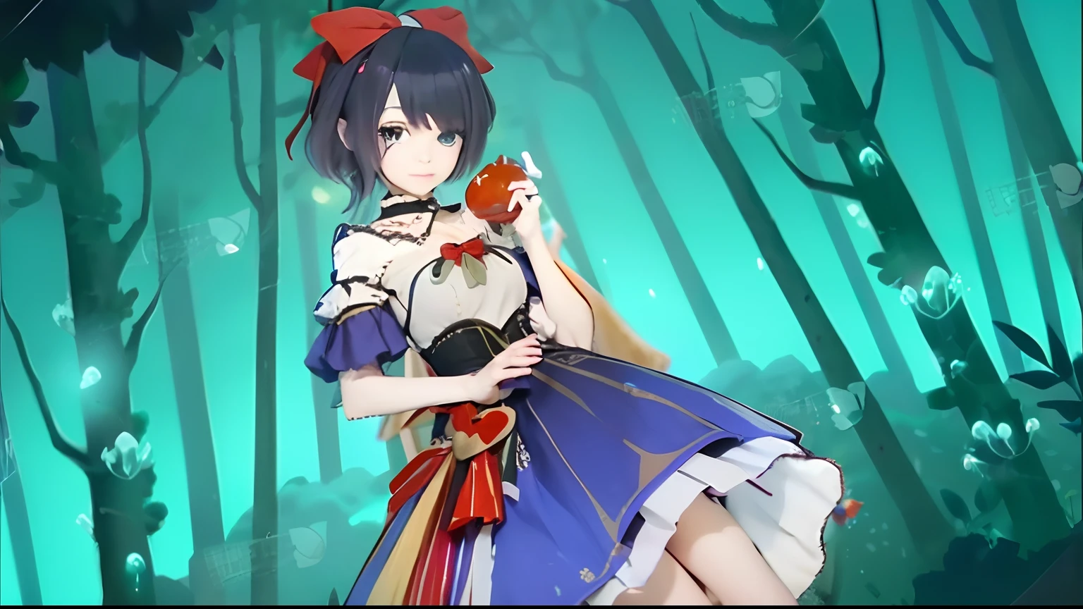 a close up of a person in a dress and hat, pale snow-white skin, anime moe art style, Ayaka Genshin impact, Anime Stylization, Snow white, Stylized anime, a maid in a magical forest, gapmoe yandere grimdark, Also, my dress up darling anime, High Quality Anime Art Style, from touhou