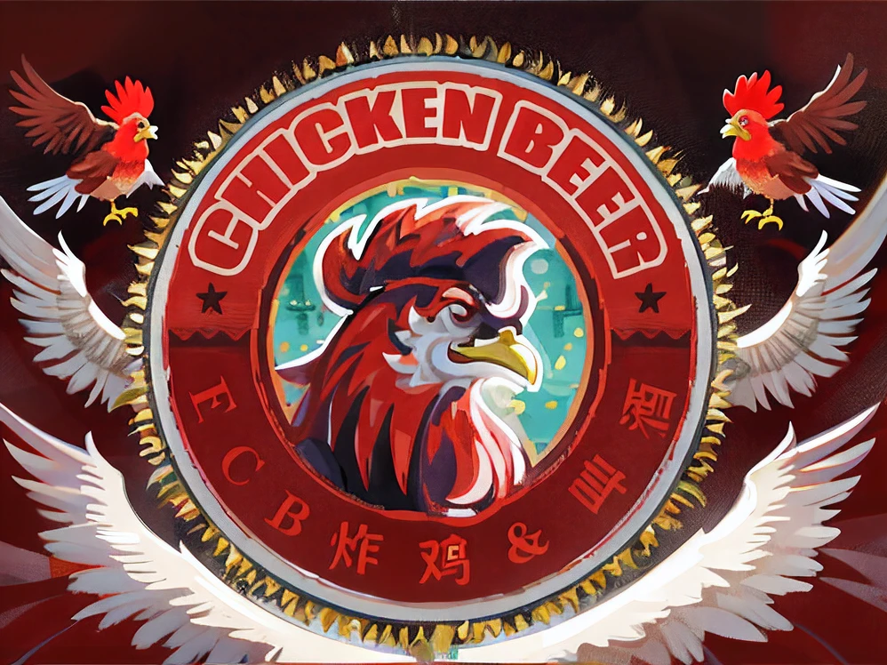 Arafeld image of chicken beer logo with red rooster, beer logo, Chicken, Piva, China, beijing, anthropomorphized chicken, beer commercial, author:Wen Boren, shenzhen, image, anthro rooster, anthro rooster!!!!, Fried chicken, akihiko yoshida”, 8 a.m, kfc chicken, ca, bc, by Chizuko Yoshida
