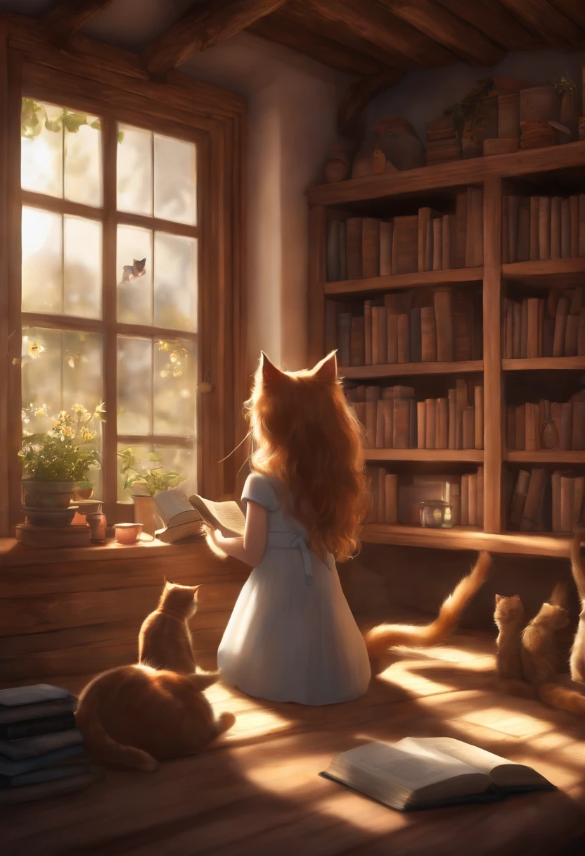 masterpiece, best quality, absurdres, dynamic pose, dynamic angle,
(startled by the sudden appearance of cat ears:1.2), (hidden away in her cozy attic bedroom:1.1), (sunlight filtering through the dusty windows:1.0), (the girl's expression a mix of surprise and curiosity:1.3), (her room filled with whimsical posters and manga collections:1.2), (gazing at her newfound feline features in the mirror:1.4), (furry cat ears perched delicately atop her head:1.3), (a world of wonder and uncertainty lies ahead:1.1), (the attic a sanctuary for her newfound secret:1.2), (as she embarks on a journey of self-discovery:1.3), (her cat-like instincts awakening:1.2), (a new chapter in her life unfolds:1.1), (the attic filled with the scent of old books and adventure:1.1), (her transformation a hidden tale known only to her:1.2), (curled up with her favorite book, she ponders the mysteries of her cat ears:1.3),