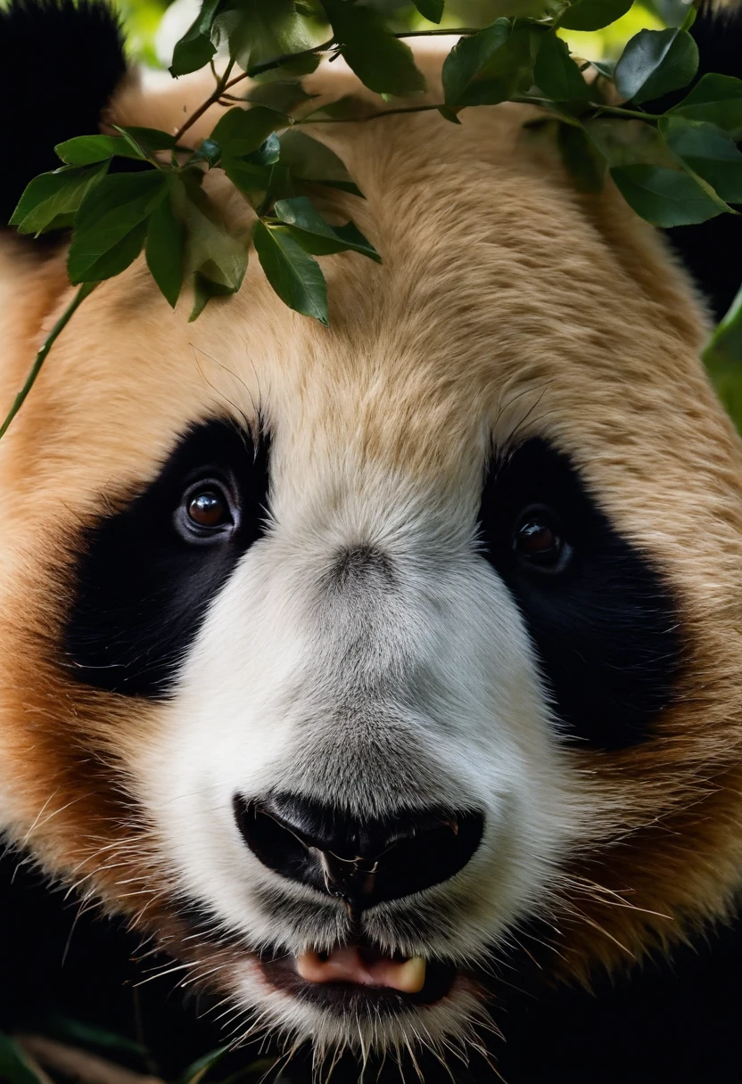 giant panda，facial close-up，Eyes on the lens，tmasterpiece，best qualtiy，8K