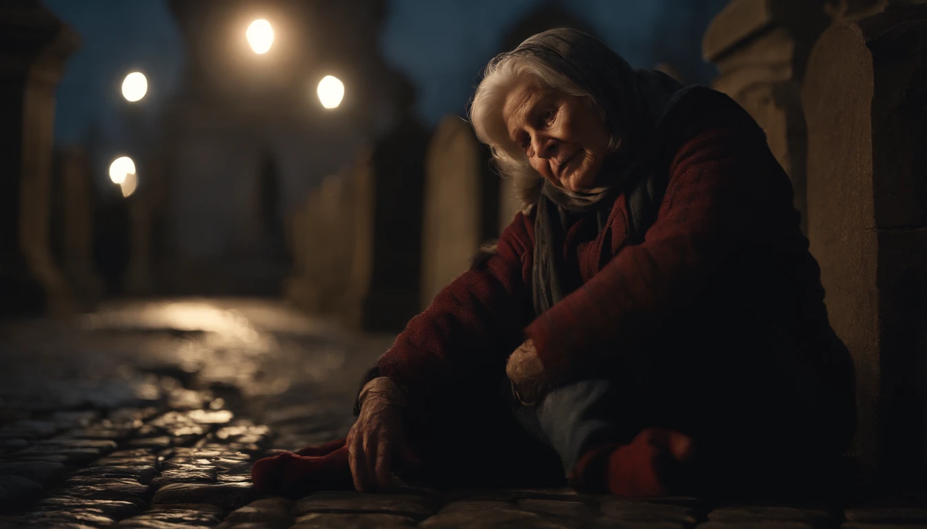 Cinematic soft lighting illuminates spiderman into a highly detailed and highly realistic old Woman, wearing torn clothes, disfigured body, against the backdrop of an eerie night in a cemetery, which is trending on ArtStation. Octane is the perfect tool to capture the subtlest details of this 16k photographic masterpiece