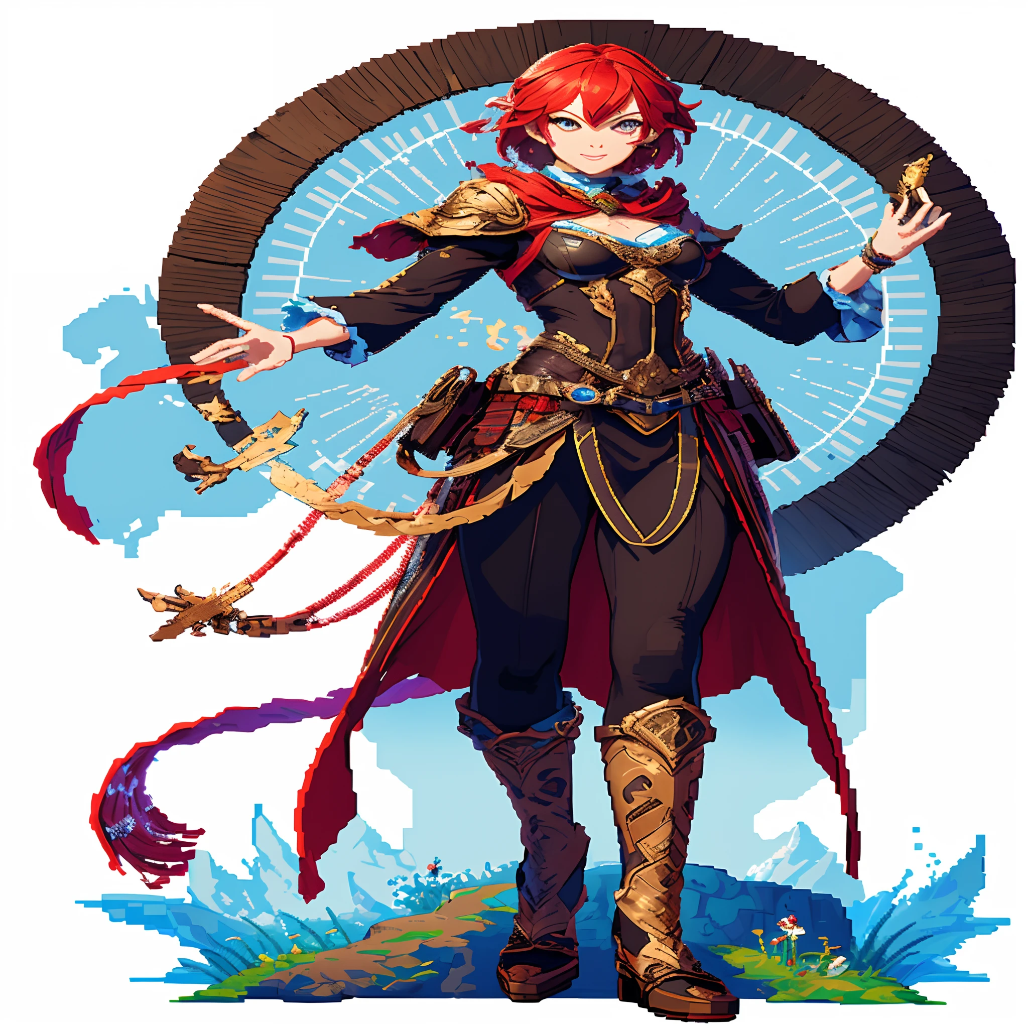 Masterpiece Artificial Empathy, she is wisdomic fighter, ((full body view)),((pixel art)) , quality rendering, 8k resolution UHD, with transparent background, highly detailed,
