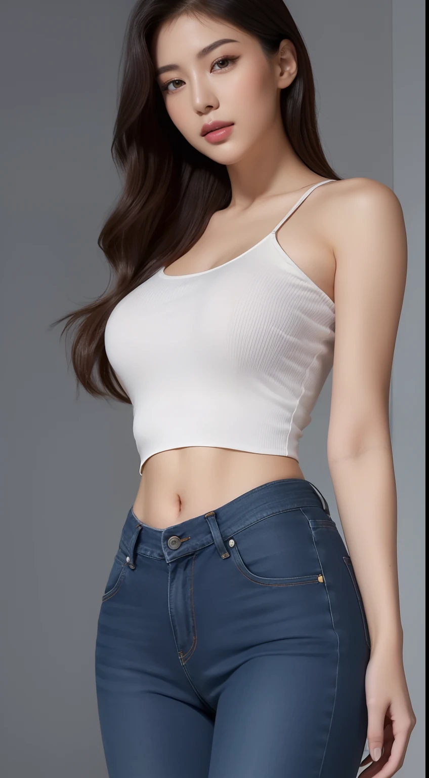 Ultra detail, high resolution, Ultra detailed, Best quality, Amazing, Top quality,Unified 8K wallpapers, Cinematic lighting, fully body photo，Miss Asia，Japanese beauty model()，Skinny slim-fit jeans，