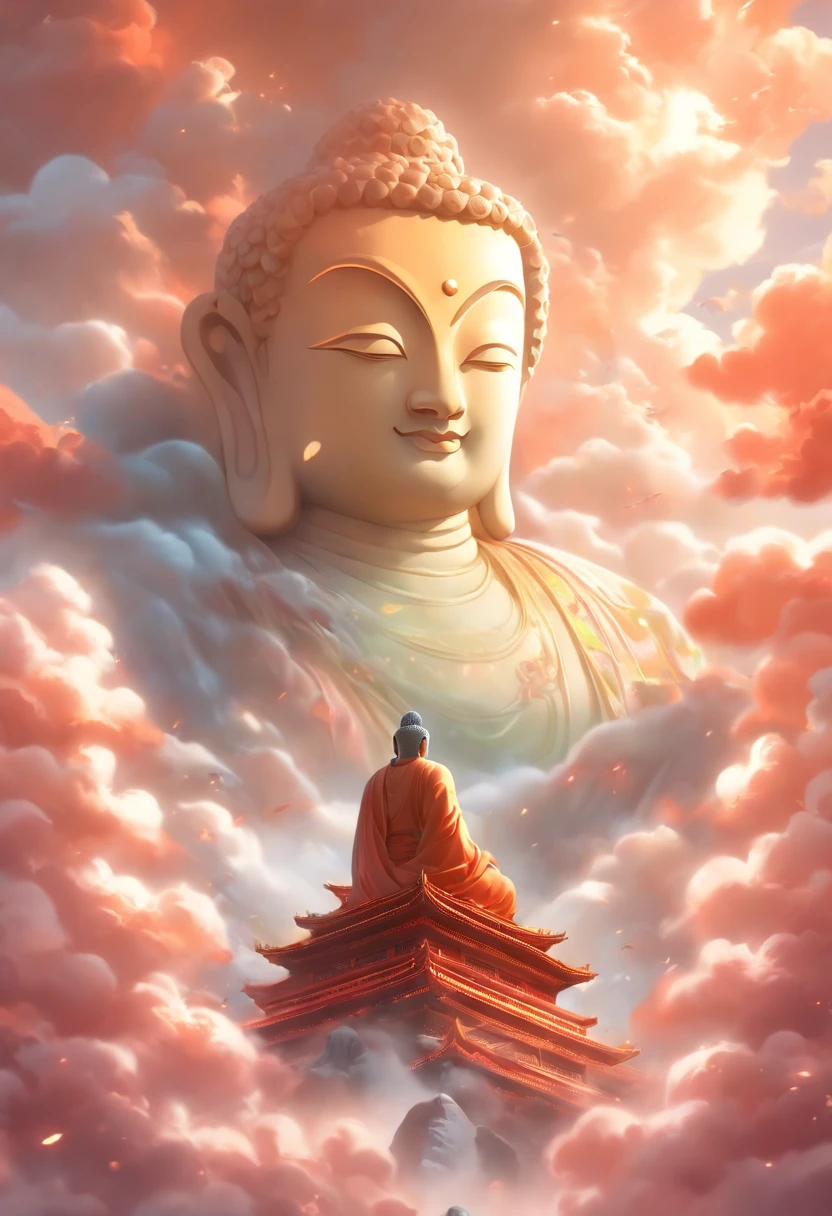 ((Masterpiece)),(Best quality)),China-style,In the sky, The clouds form a huge transparent glowing white jade Maitreya Buddha statue,Thick clouds,The sun shines,Pilgrims on the road,Hyper-realistic,Ultra photo realsisim,Real Photographics,8K,High definition,high qulity,Works of masters,super-fine,(((OC renderer)))