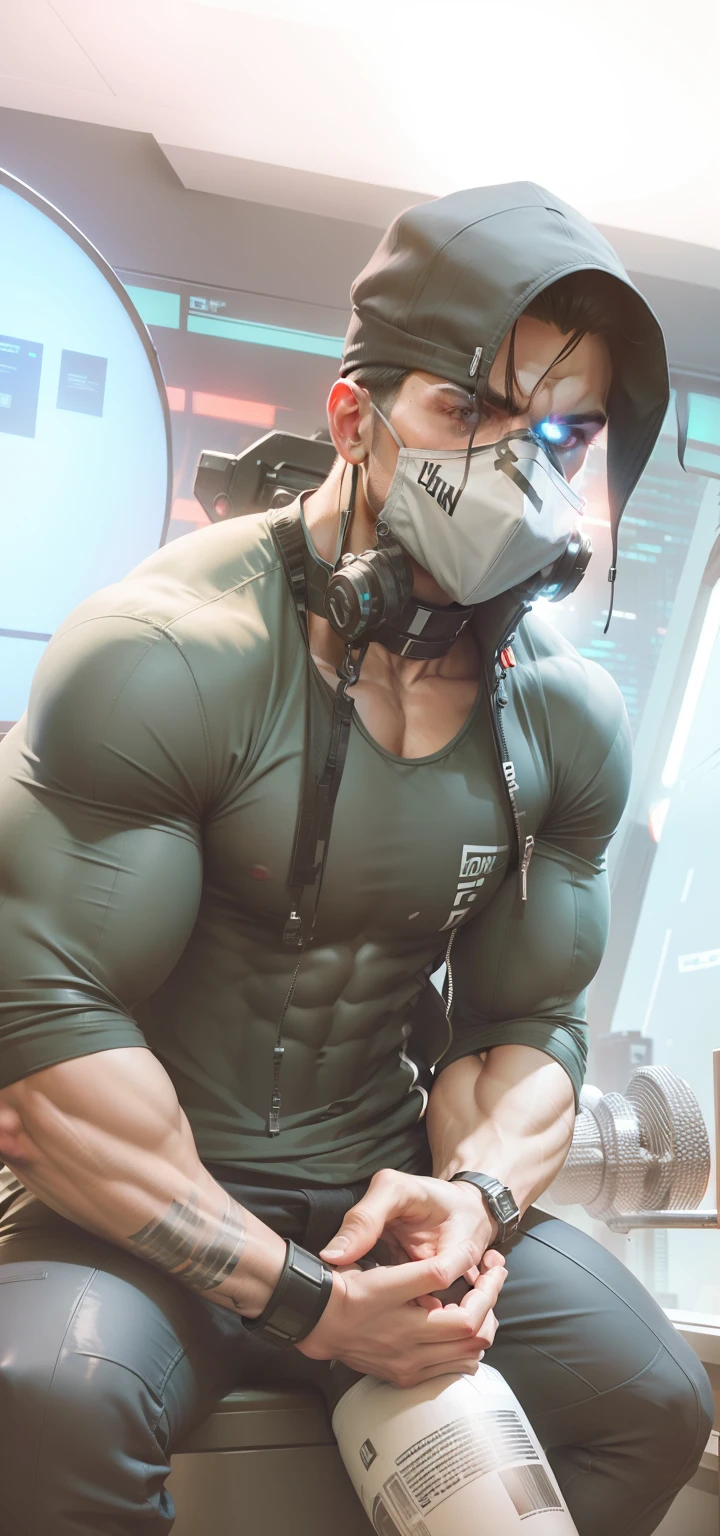 Body builder cyberpunk change background