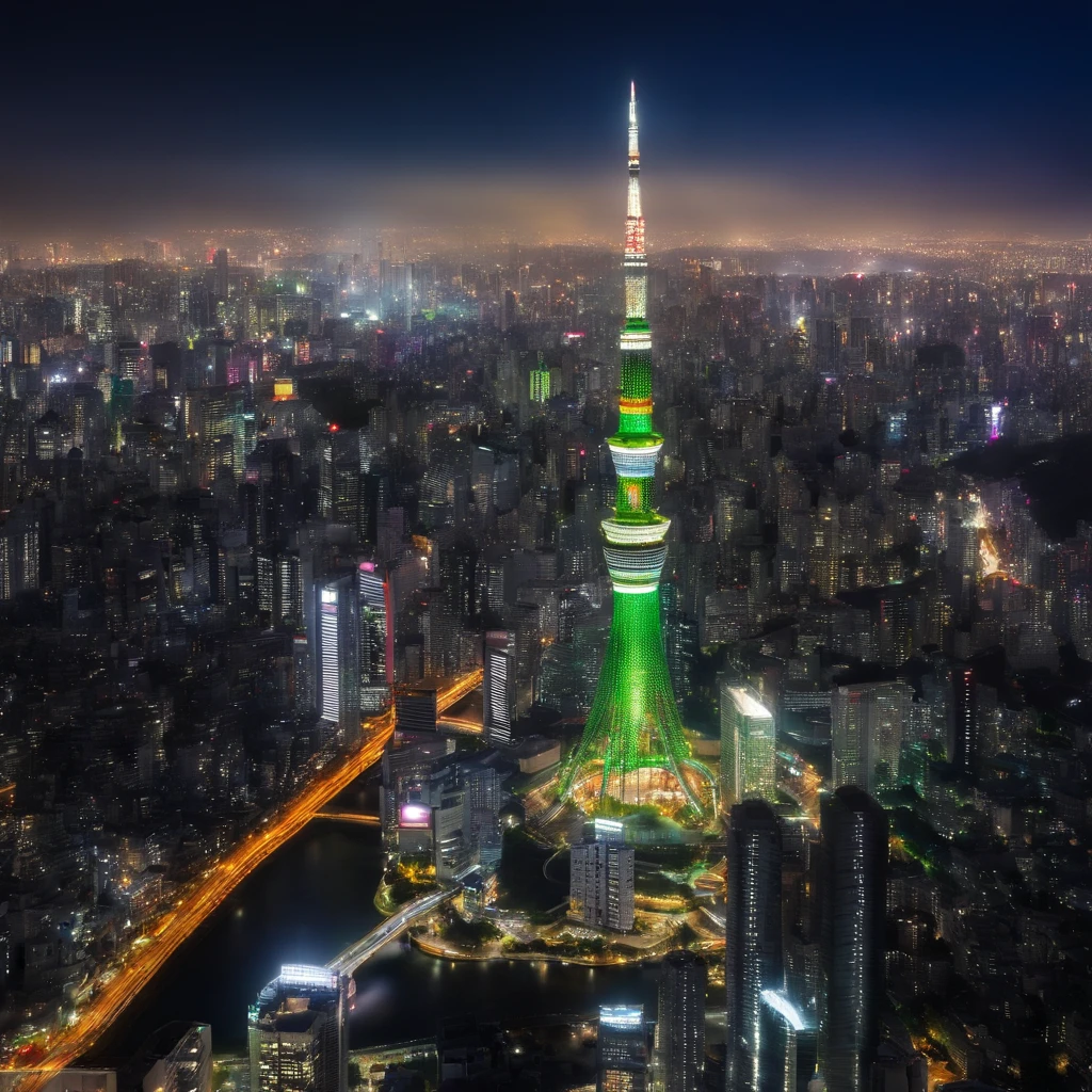 (best quality, Alto, Realistic:1.37), Tokyo Sky Tree, bela torre detalhada, cores vibrantes, altura impressionante, vista deslumbrante do horizonte, Arquitetura moderna, Iconic landmark, paisagem urbana movimentada, Dynamic city lights, atmosfera urbana, bustling crowds, Panoramic view of the city, movimentadas ruas da cidade, Futuristic Design, Engenharia de ponta, steel and glass construction, Elegante e elegante, Magnificent observation deck, panoramic elevators, breathtaking aerial view, stunning night lighting, vida vibrante da cidade, Bustling metropolis, sons movimentados da cidade, technological marvel, architectural masterpiece, symbol of Tokyo, Hub Cultural, tourist attraction, Skyline Moderno, Cidade das Luzes, contemporary landmark, extraordinary panorama, observation point in high sky, horizonte noturno deslumbrante, urban icon, architectural excellence, engenharia maravilha, highrise, beleza da paisagem urbana, marco da cidade, architectural wonder, Unmistakable silhouette.