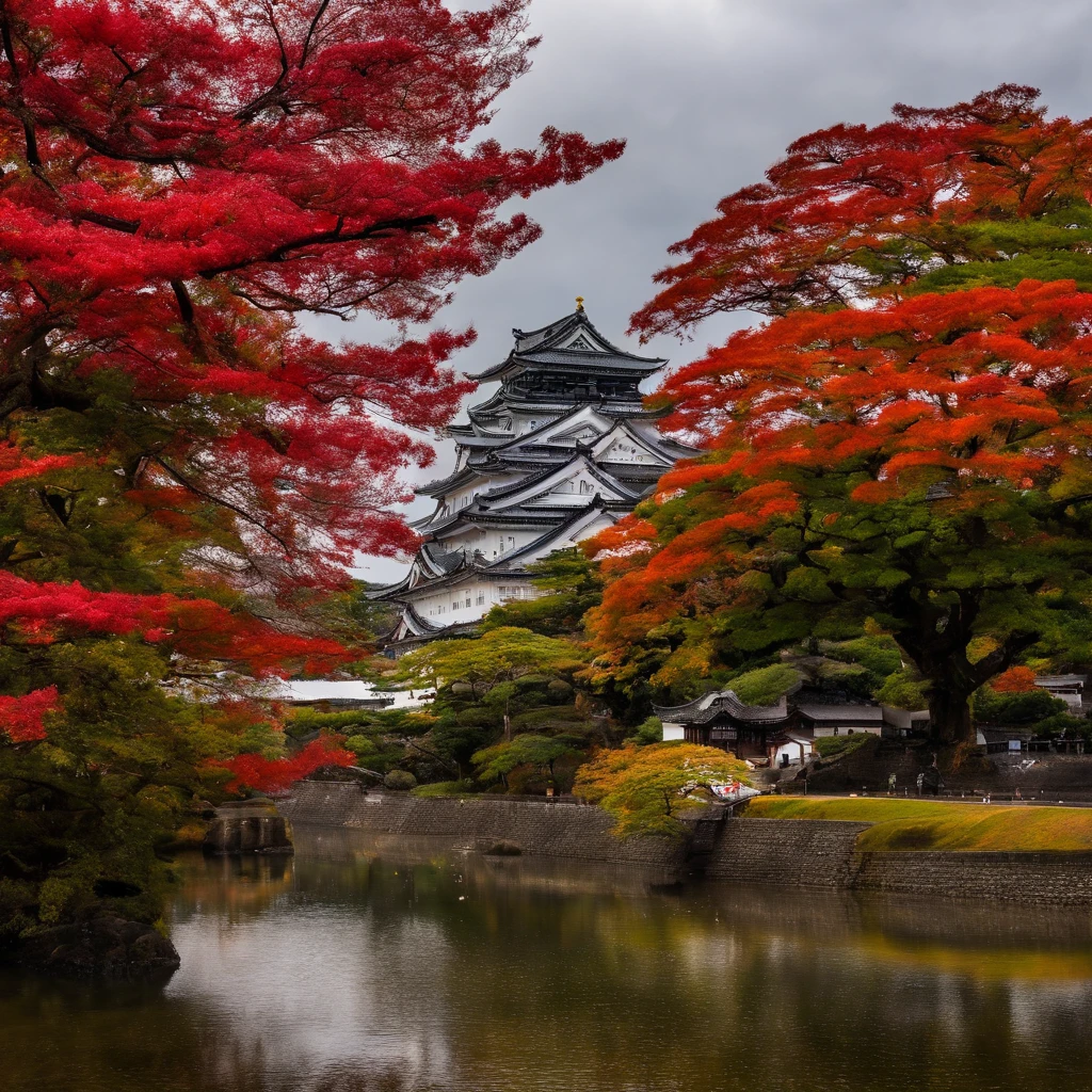 O Castelo de Himeji, also known as Hakurojō or Shirasagijō due to its bright white exterior, is a palace complex with 82 wooden buildings, localizado na cidade de Himeji, Hyogo Prefecture, in Japan.