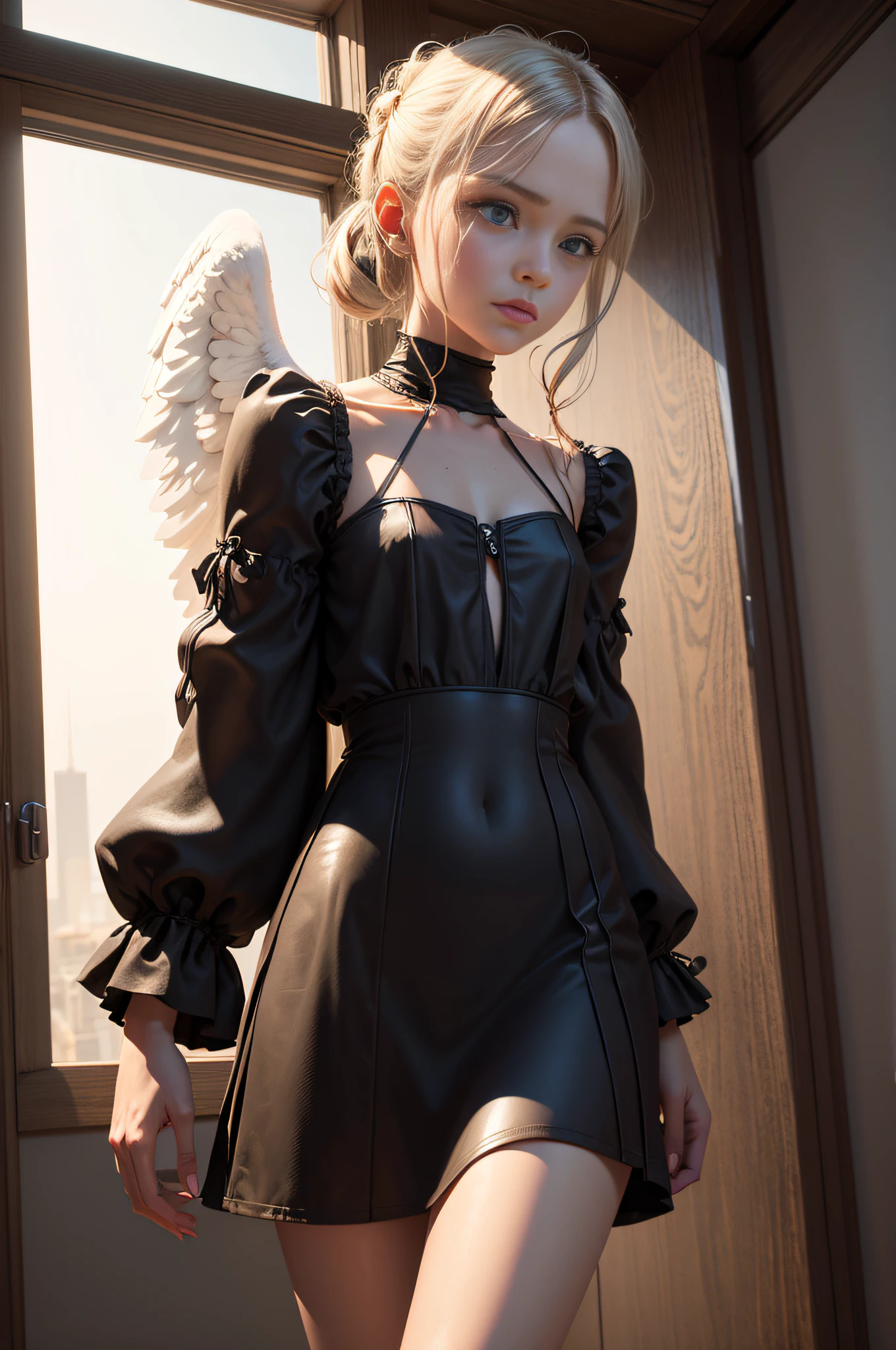 {Photorealism:1.2} Clarity, angel and demon