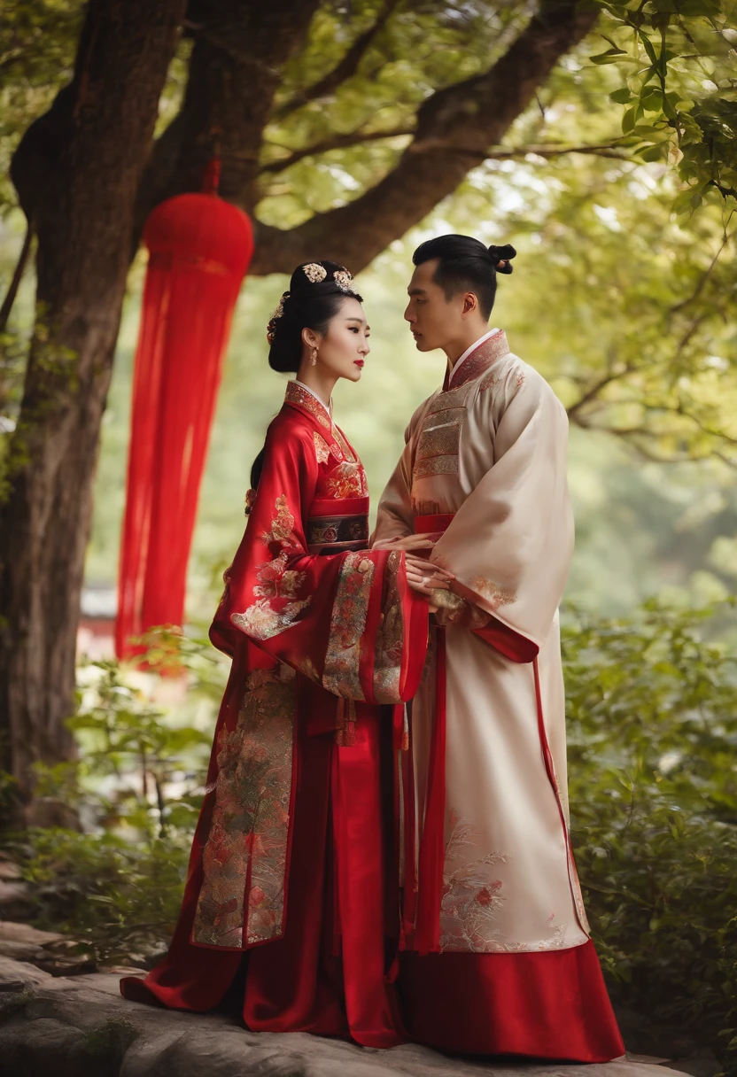 A couple wearing Chinese Hanfu