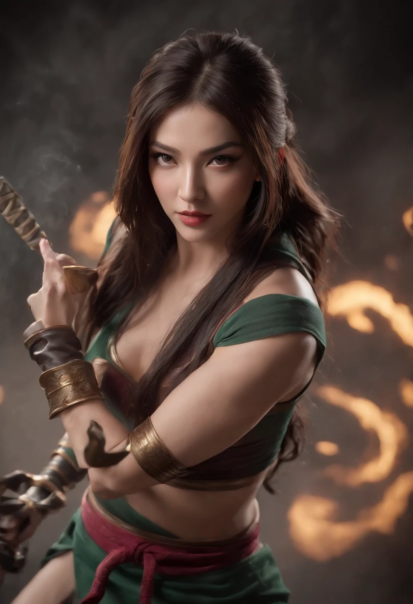 ((Akali de League of Legends, Ultra realista)), (((corpo inteiro))), (((perfect hands))), Usando a Arma Samurai, fundo antigo, (((Armas Perfeitas))), elegante, gray and black smoke, atordoante, hyper realistic, octan render, surrounded by the effect of smoke and lightning, Estilo League of Legends, fundo antigo, elegante, deslumbrante, (papel de parede), arte conceitual, detalhes intrincados, altamente detalhado, ((cinemactic)), Dramatic, (mais alta qualidade, Concedido, obra-prima:1.5), (fotorrealista:1.5), fotografia, Realistic photo, Nikon, Luz Natural, 4k, highes definition, XF IQ4, 150MP, 50 millimeters, ISO 1000 Certification, 1/Anos 250, Luz Natural, Adobe Lightroom, photolab, Photographic Affinity, PhotoDirector 365,