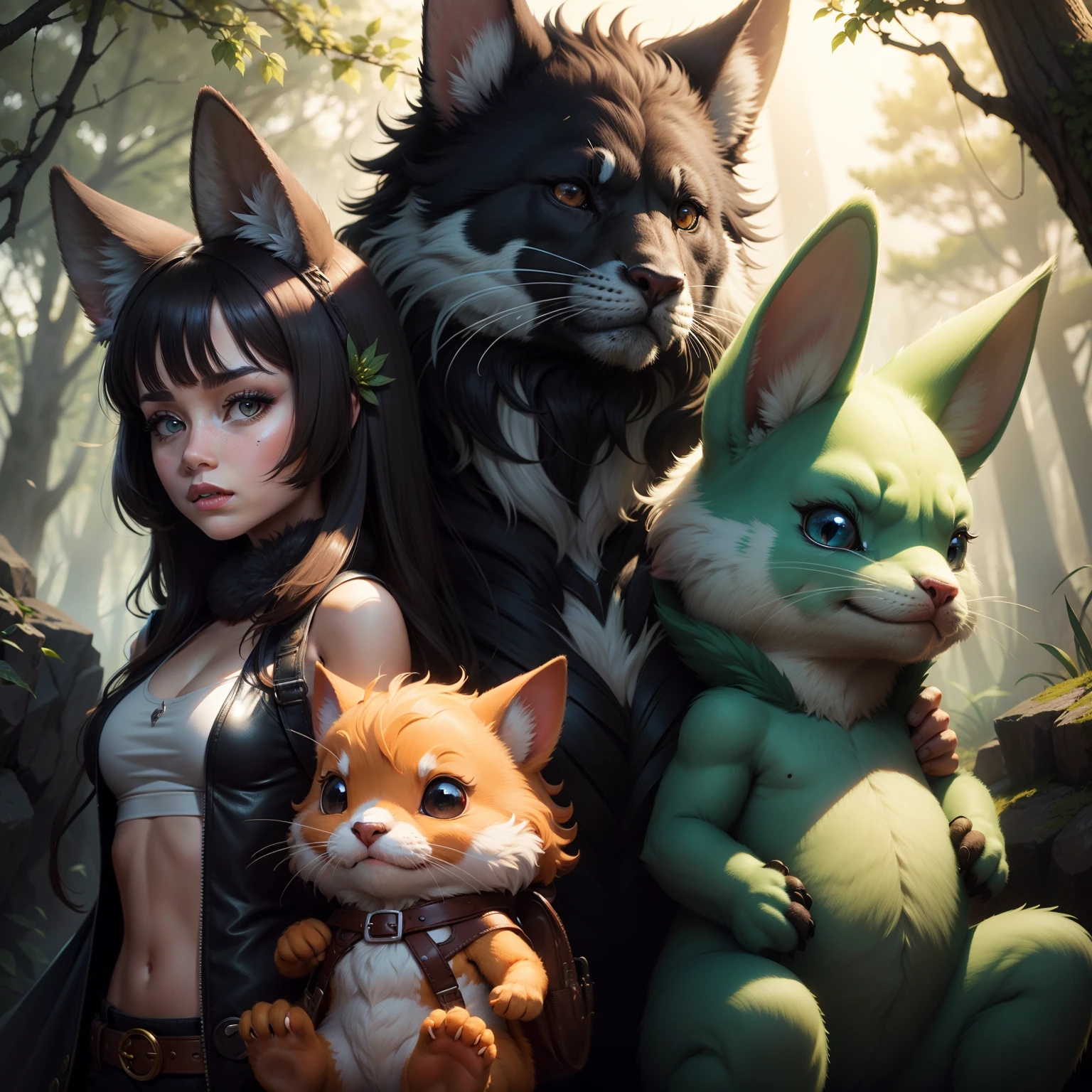 Two women sexy big breasts athletic body in a river in the forest NSFW braided afro blonde hairy furry tactical vest furry