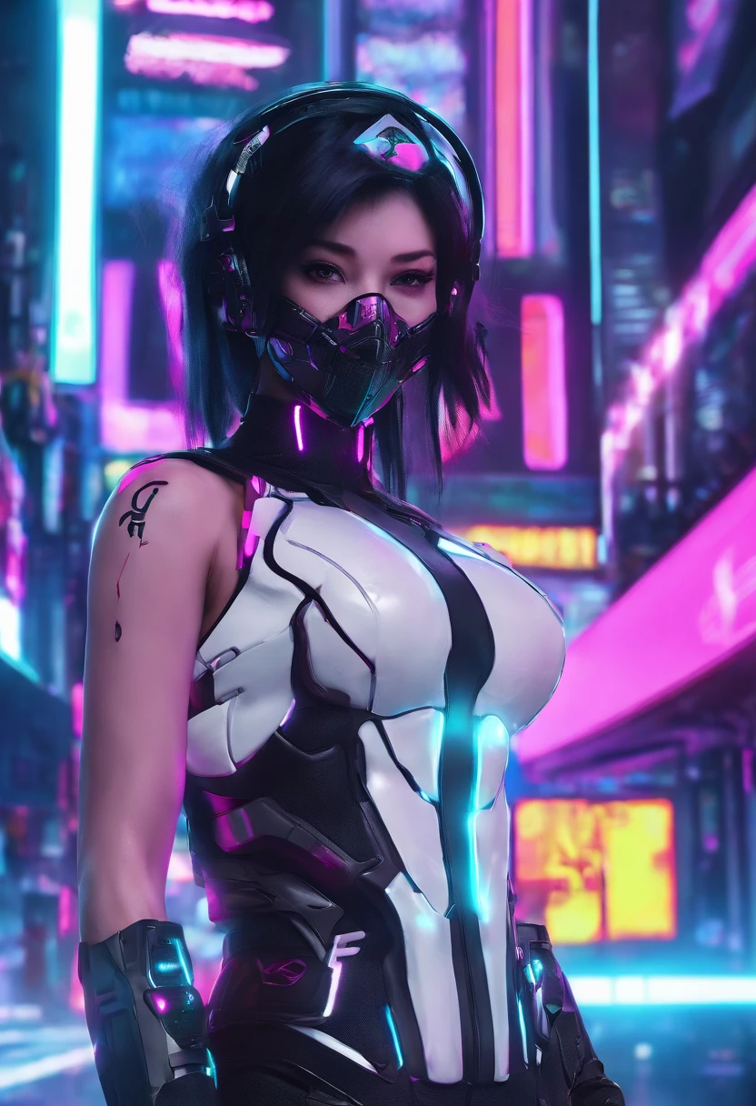 ((melhor qualidade)), ((master part)), ((realista)) e pGostosaografia ultra-detalhada, Juri Han, bonita Juri Han de Street Fighter, bunda grande, Garota bonita, Neon light. veste um (Top Tecnologia-Desgaste) e um (corda preta, white pattern :1.2) , ((Beautiful and Aesthetic)), sexy, seios grandes, gostosa, mama grande, cyberpunk gym, dingy gym, rosto bonito detalhado, brown eyes beautiful lips