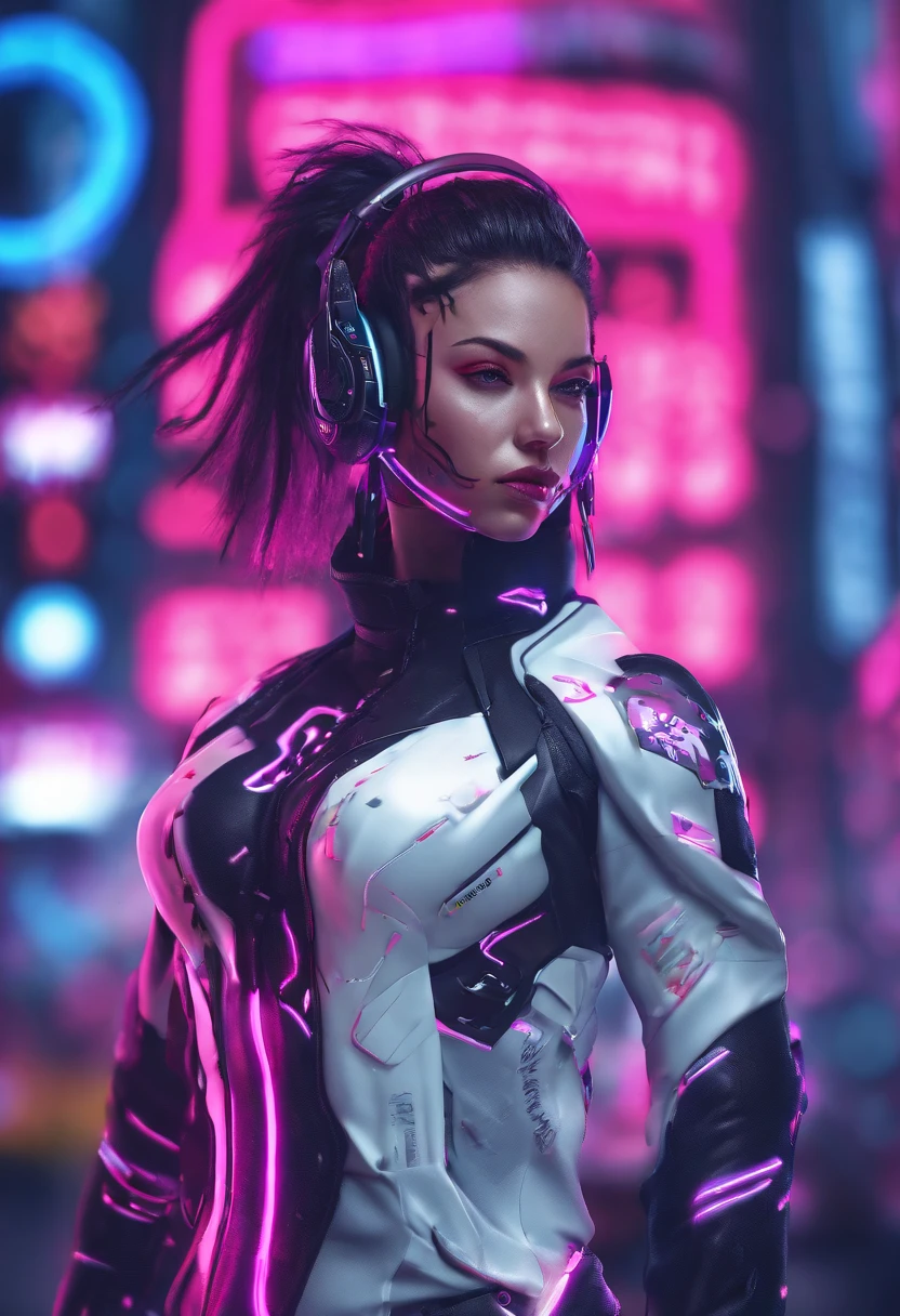 ((melhor qualidade)), ((master part)), ((realista)) e pGostosaografia ultra-detalhada, Juri Han,Menina bonita Juri Han de Street Fighter, bunda grande, Garota bonita, Neon light. veste um (Top Tecnologia-Desgaste) e um (corda preta, white pattern :1.2) , ((Beautiful and Aesthetic)), sexy, seios grandes, gostosa, mama grande, cyberpunk gym, dingy gym, rosto bonito detalhado, brown eyes beautiful lips