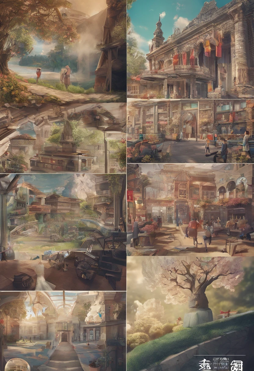 ((College students in the premises,Use VR、AR、cameras、camera、Painting related elements、UAVs、mapping tools, etc))objects to take pictures and draw accurate 3D stereoscopic scenery。 Portrait photography, Ultra-wide angle, Depth of field,Color coding, insanely details, Depth of field, degrees of freedom, 32K, Hyper-Resolution
