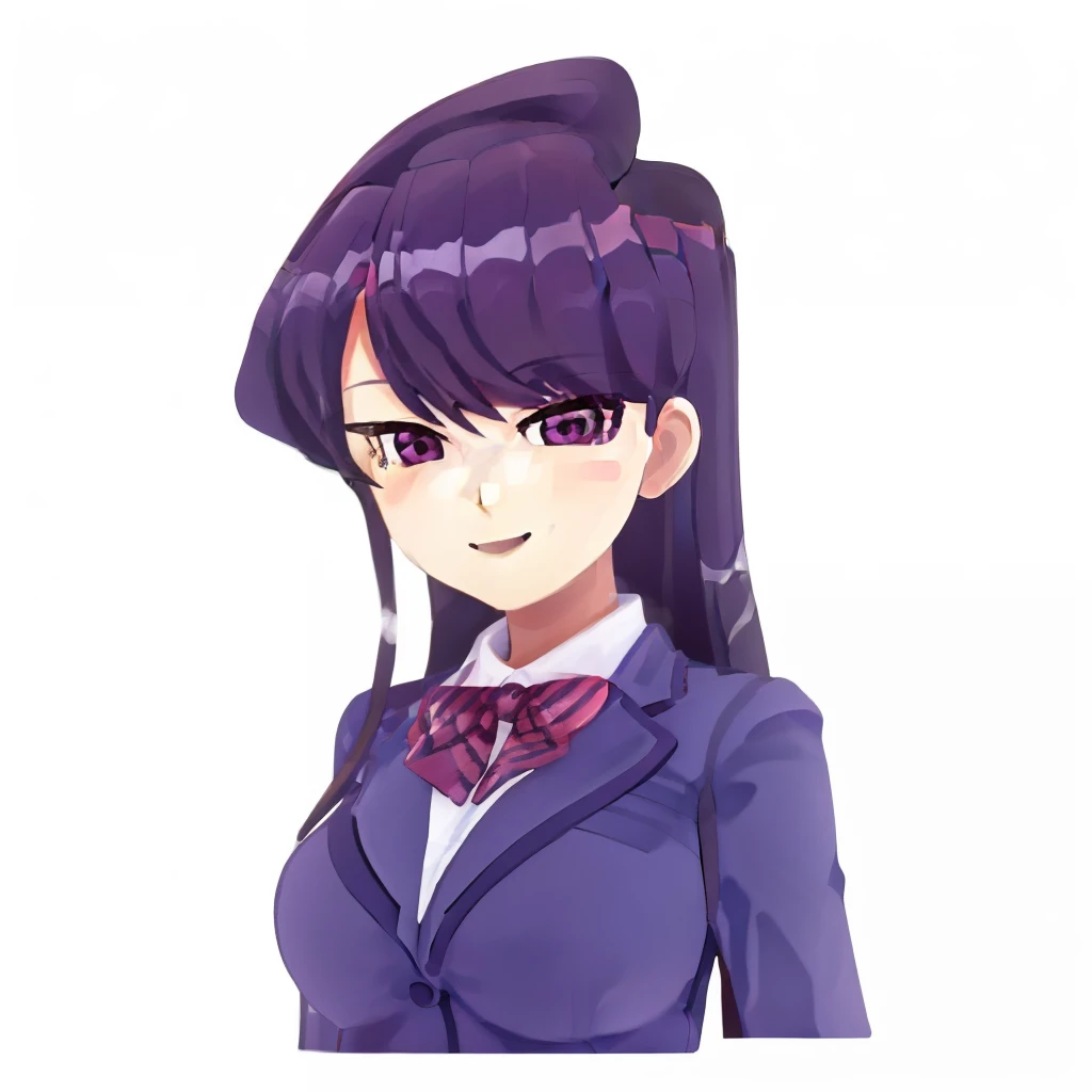 a close up of a toy figure of a girl with purple hair, good smile company anime style, nendroid, nendoroid, style as nendoroid, close up of Komi Shouko, ( highly detailed figure ), by Jin Homura, nendoroid 3 d, nendoroid eyes, water color nendoroid coloredic0n icon