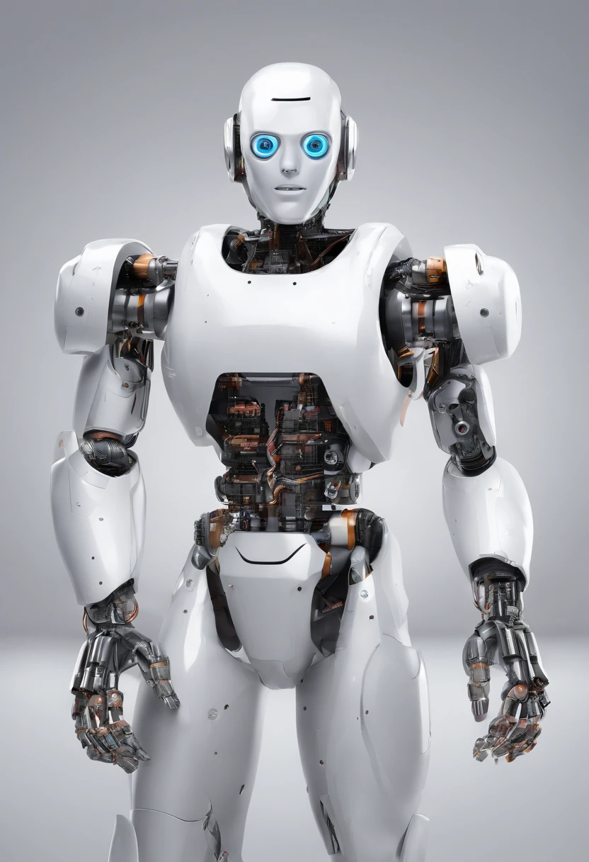 humanoid robot chemistwith plain background